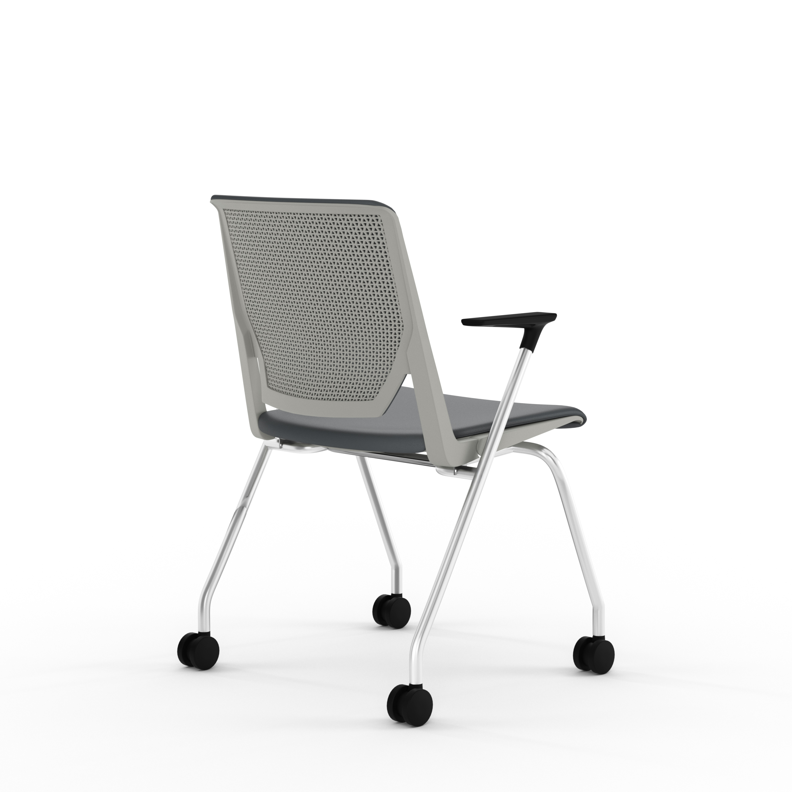 Fauteuil 4 pieds Véry - textile enduit - piétement chrome sur roulettes