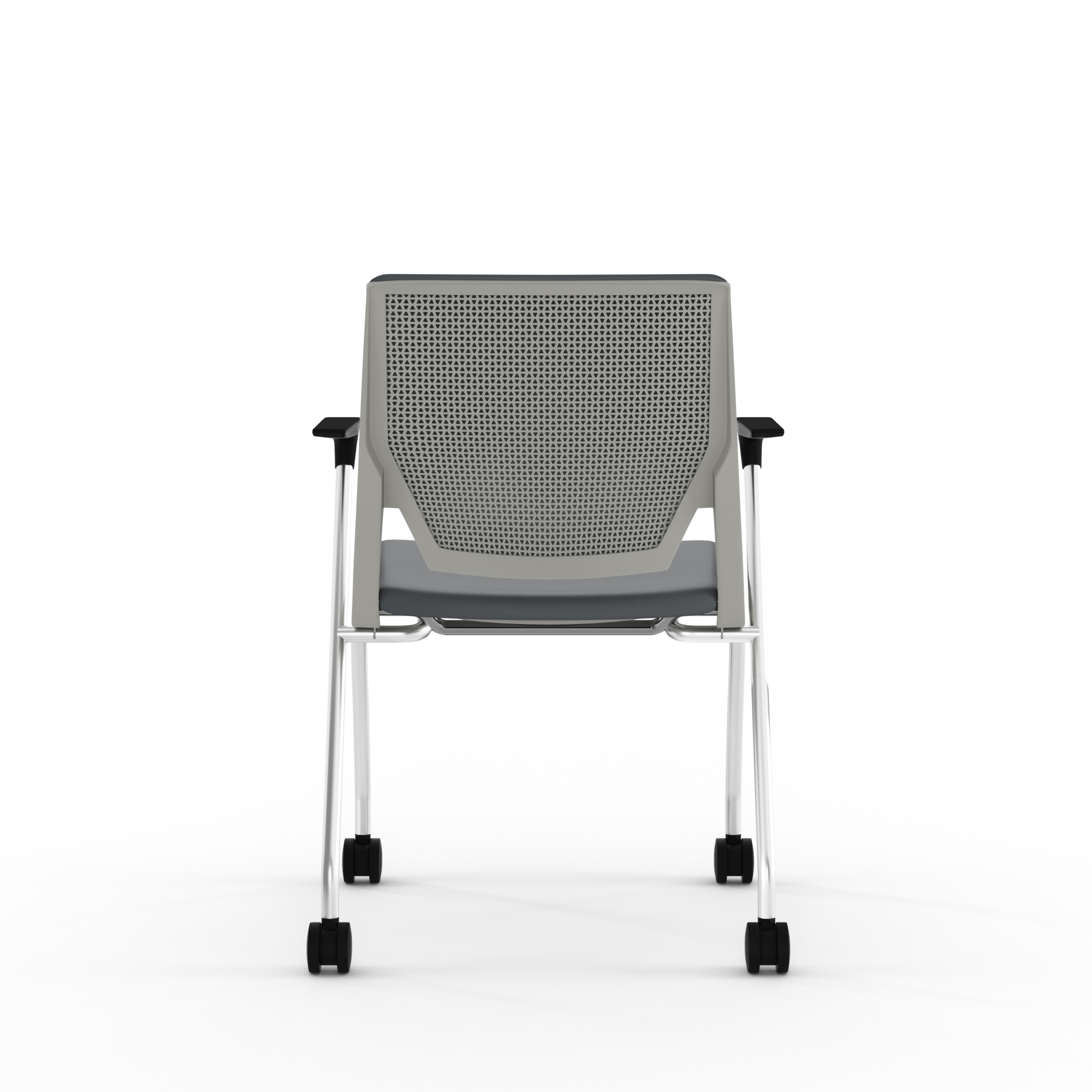 Fauteuil 4 pieds Véry - textile enduit - piétement chrome sur roulettes