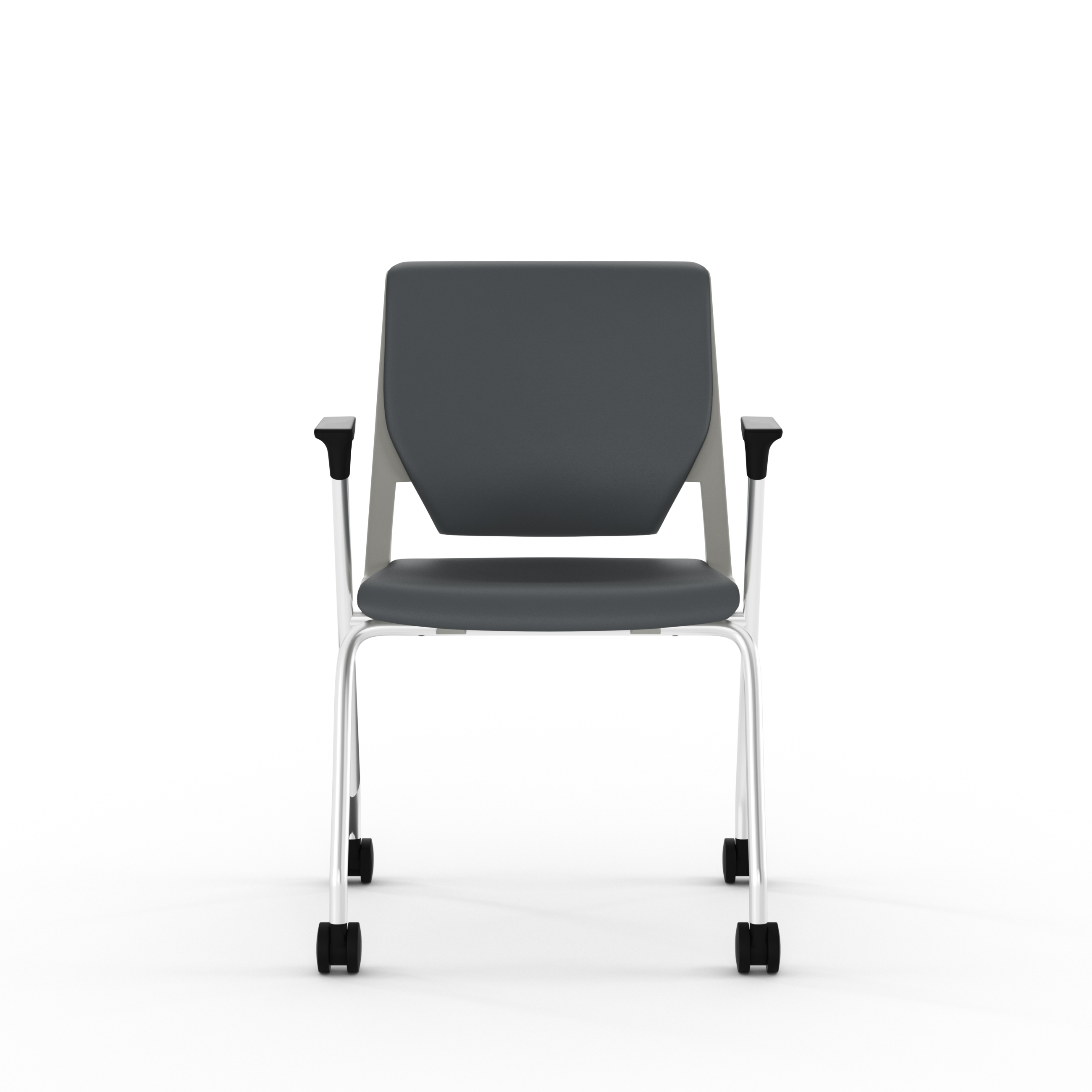 Fauteuil 4 pieds Véry - textile enduit - piétement chrome sur roulettes