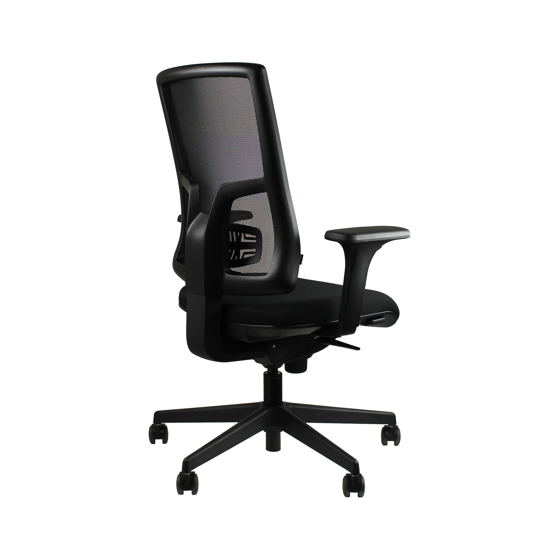 Fauteuil de bureau Vita - assise tissu noir dossier résille dossier résille noir - roulette sol dur