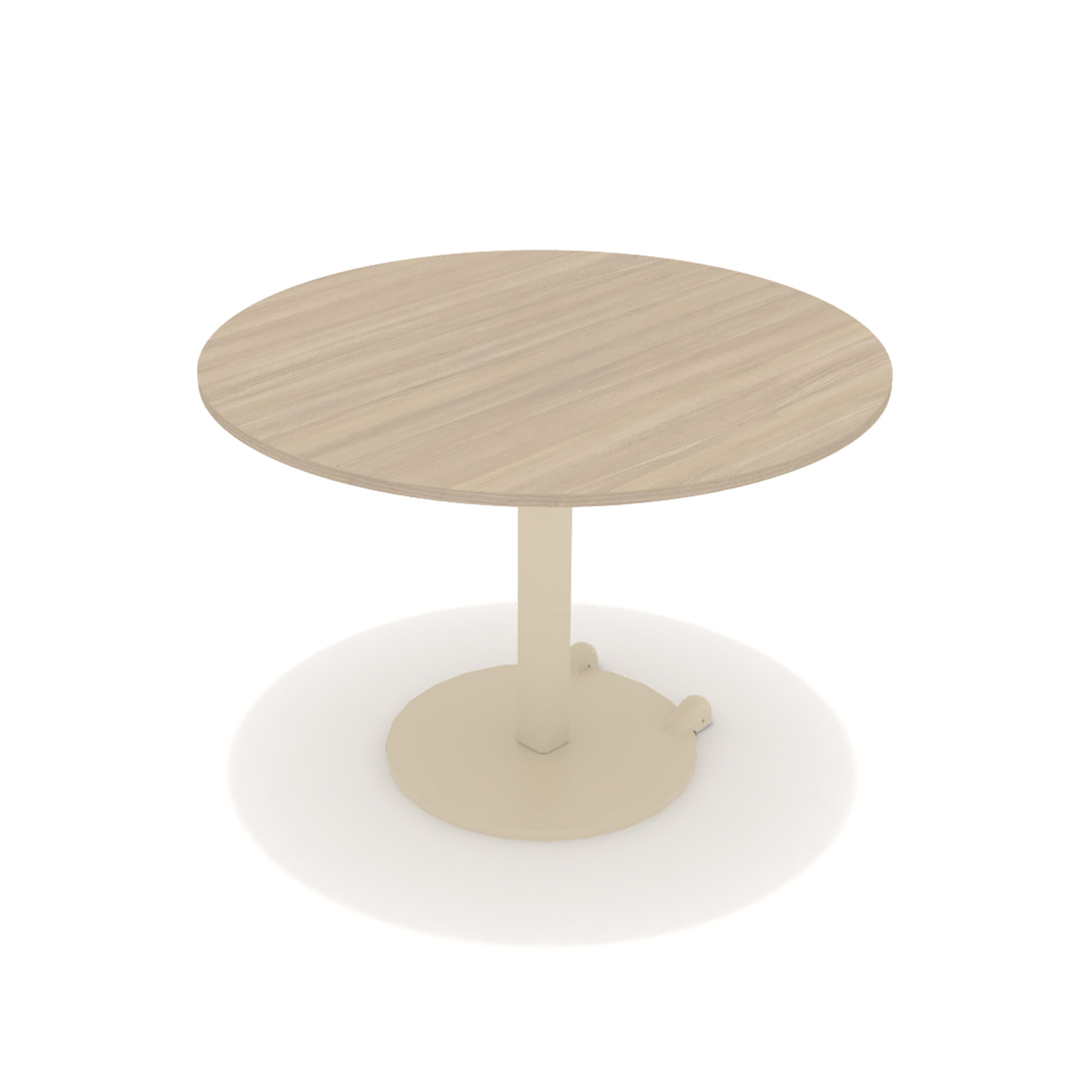 Table Ziiit - Ø 110 cm - plateau stratifié antibactérien chant ABS - piétement central acier embase fonte