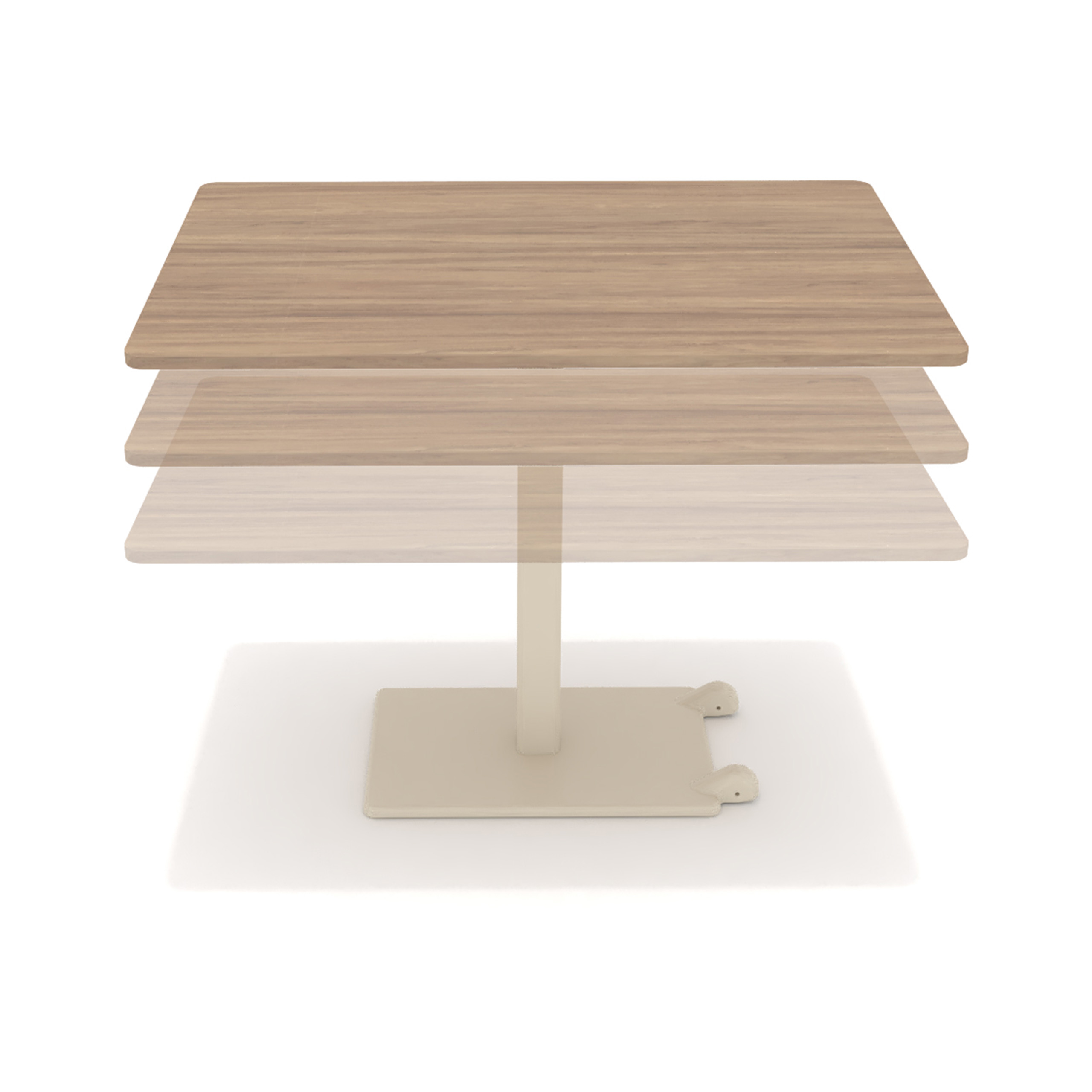 Table Ziiit - 120 x 80 cm - plateau stratifié antibactérien chant ABS - piétement central acier fonte hauteur réglable