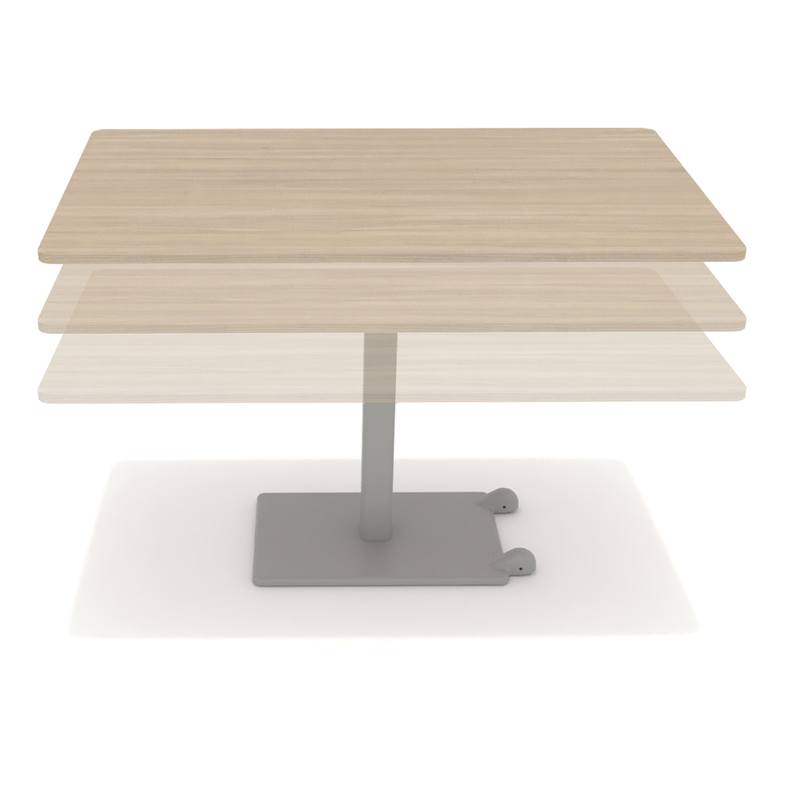 Table Ziiit - 140 x 80 cm - plateau stratifié antibactérien chant ABS - piétement central acier fonte hauteur réglable