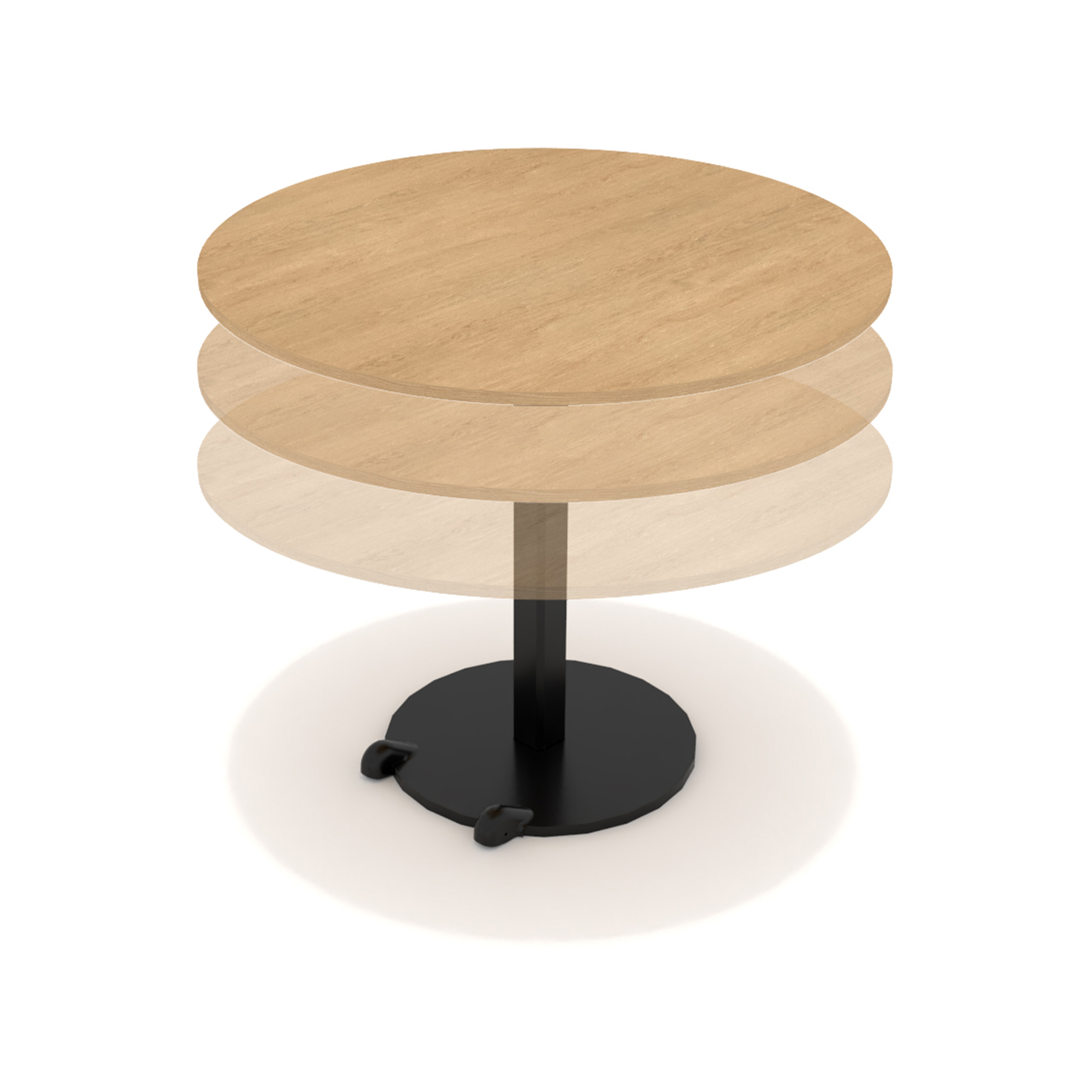 Table Ziiit - Ø 110 cm - plateau stratifié antibactérien chant ABS - piétement central acier fonte hauteur réglable