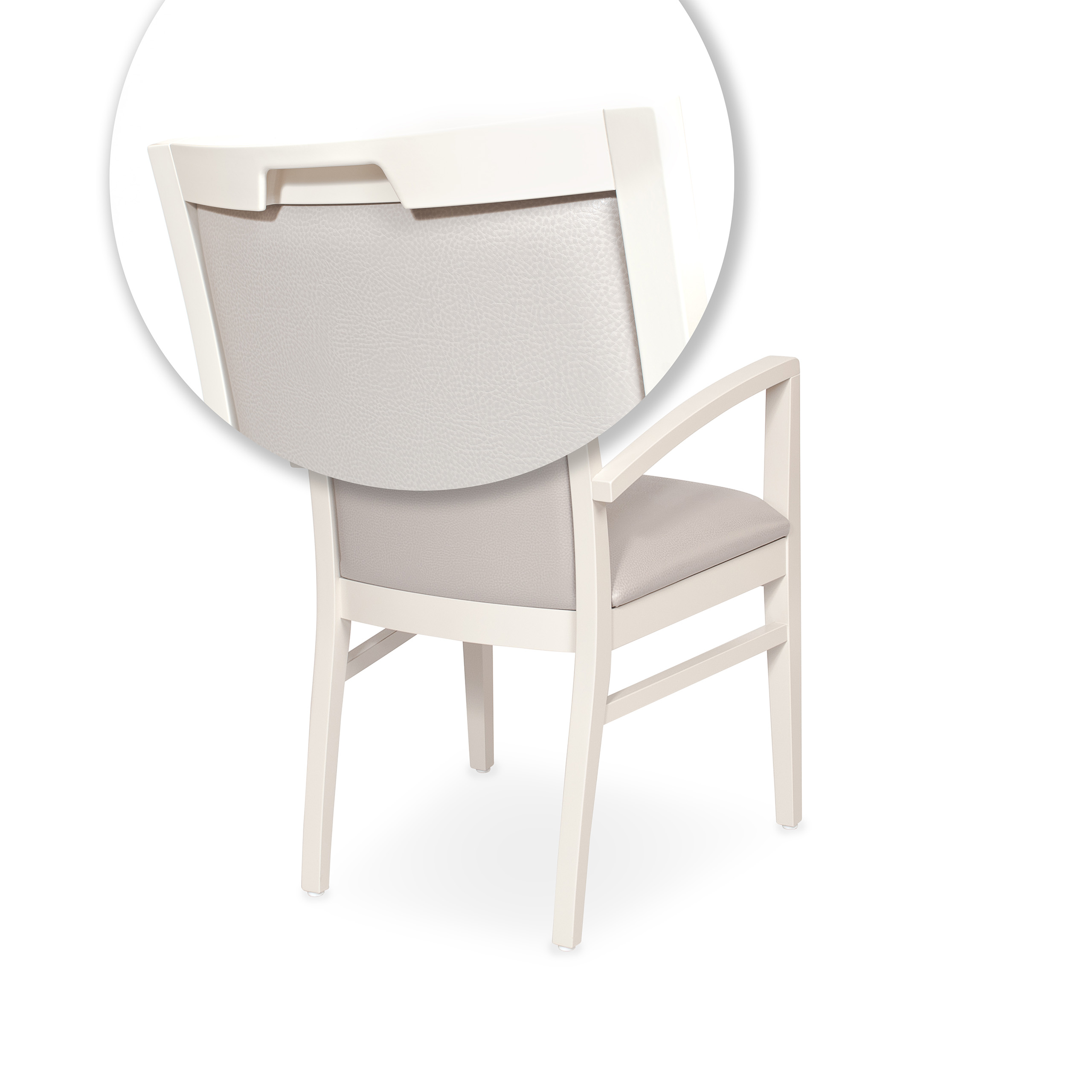 Bridge de restauration 4 pieds Eden dos plein - assise et dossier tissu enduit - structure hêtre massif verni