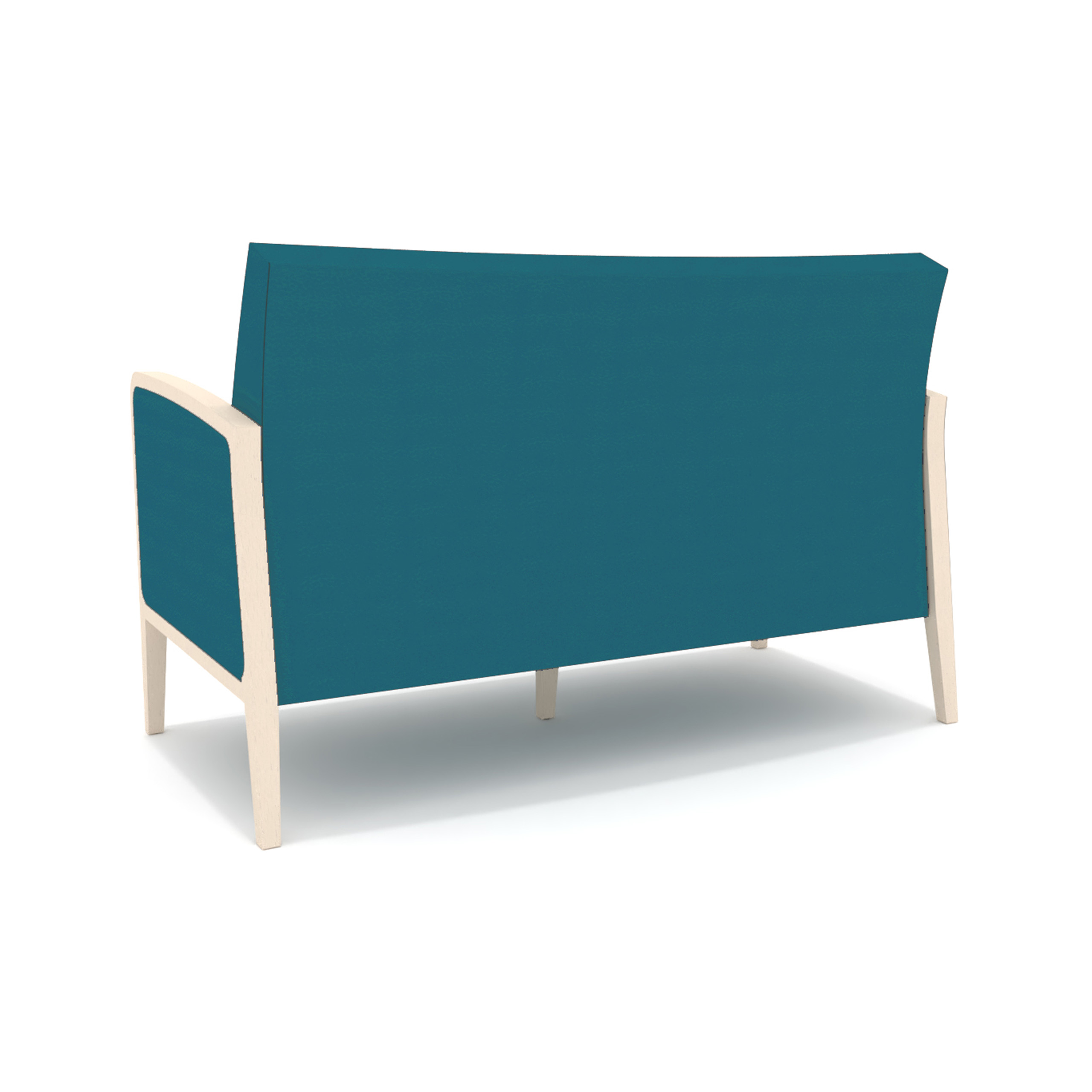 Canapé Aubain accotoirs bois 3 places - assise et dossier tissu enduit - structure hêtre massif