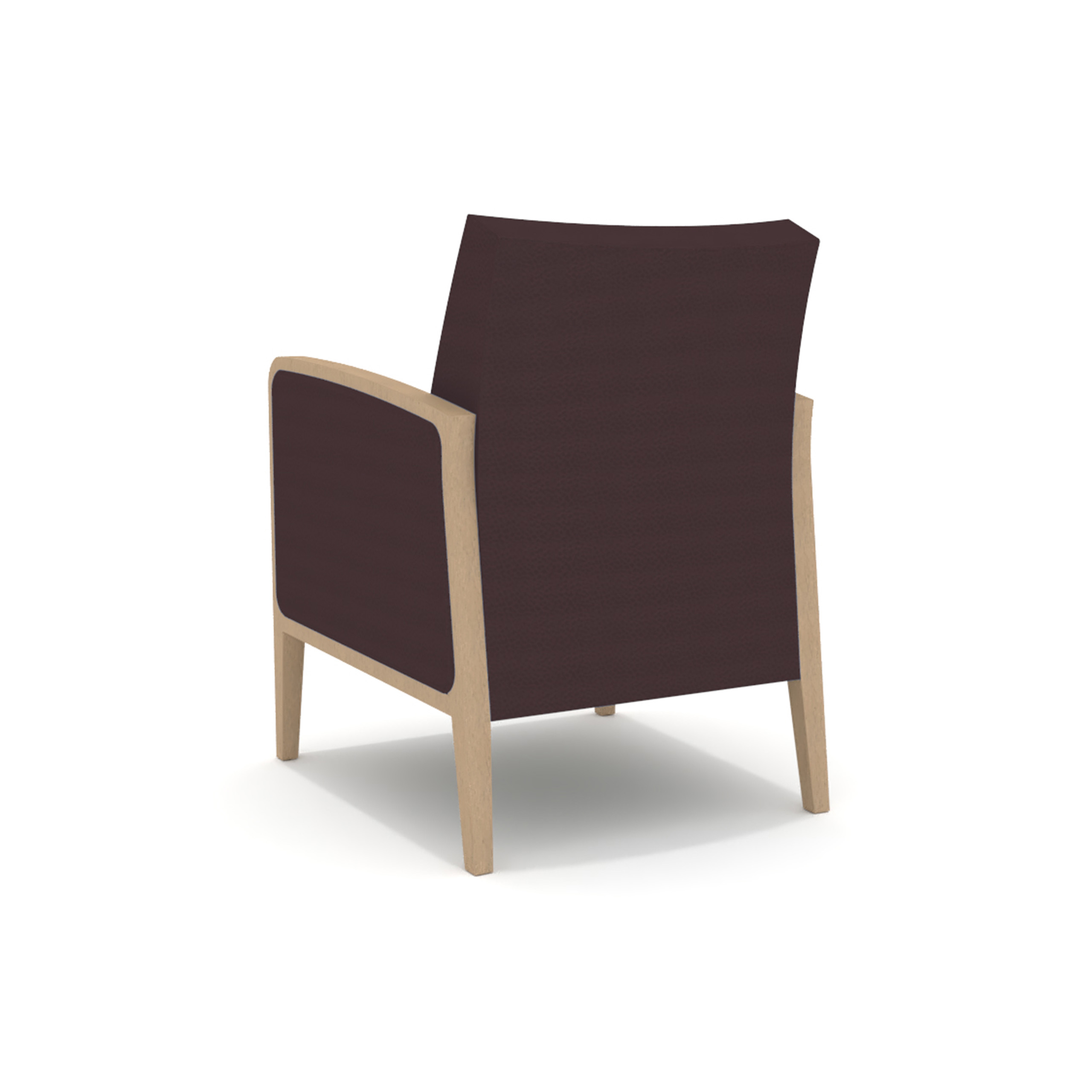 Fauteuil Aubain accotoirs bois - assise et dossier tissu enduit - structure hêtre massif