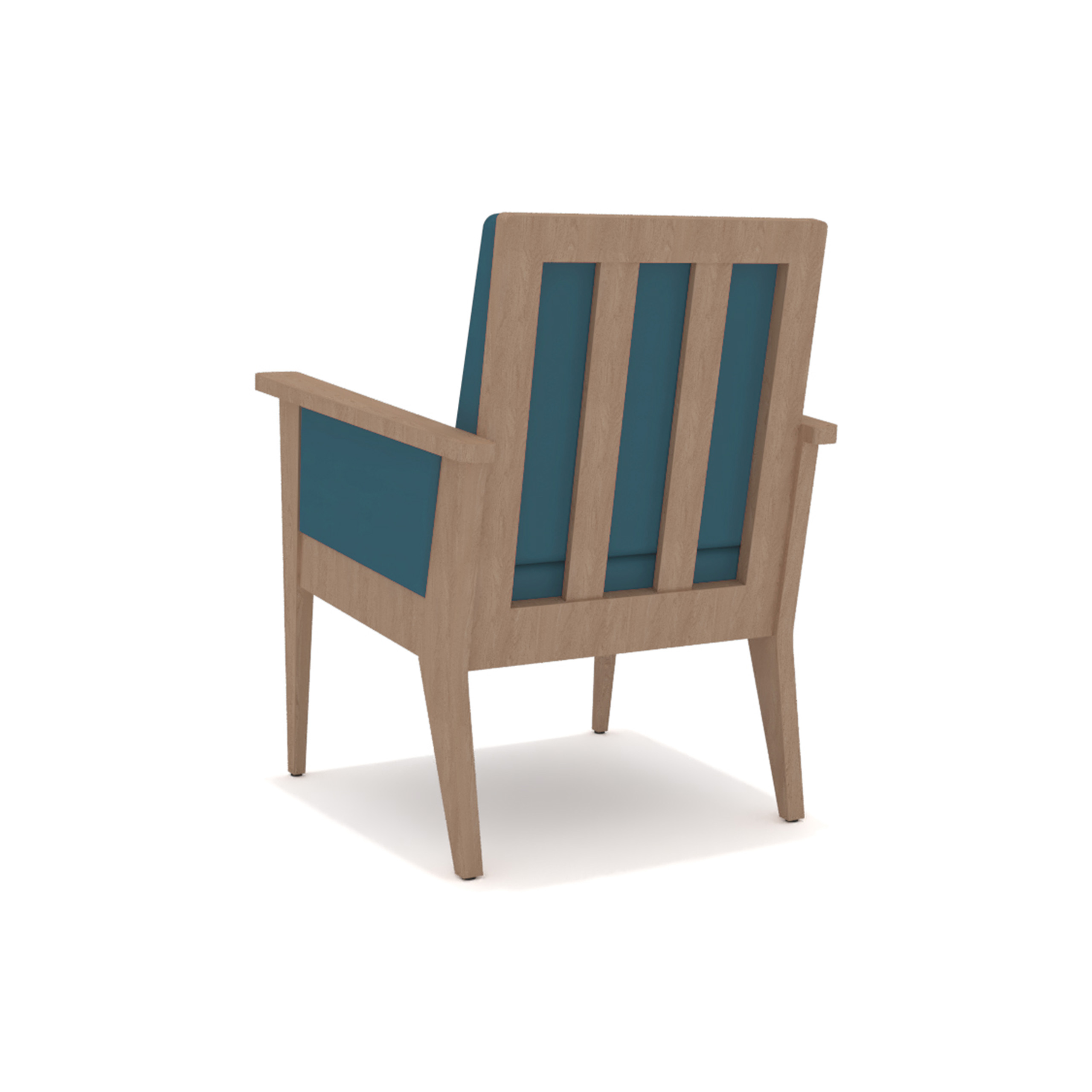 Fauteuil EM - assise et dossier tissu enduit - accotoirs rembourrés - structure hêtre massif