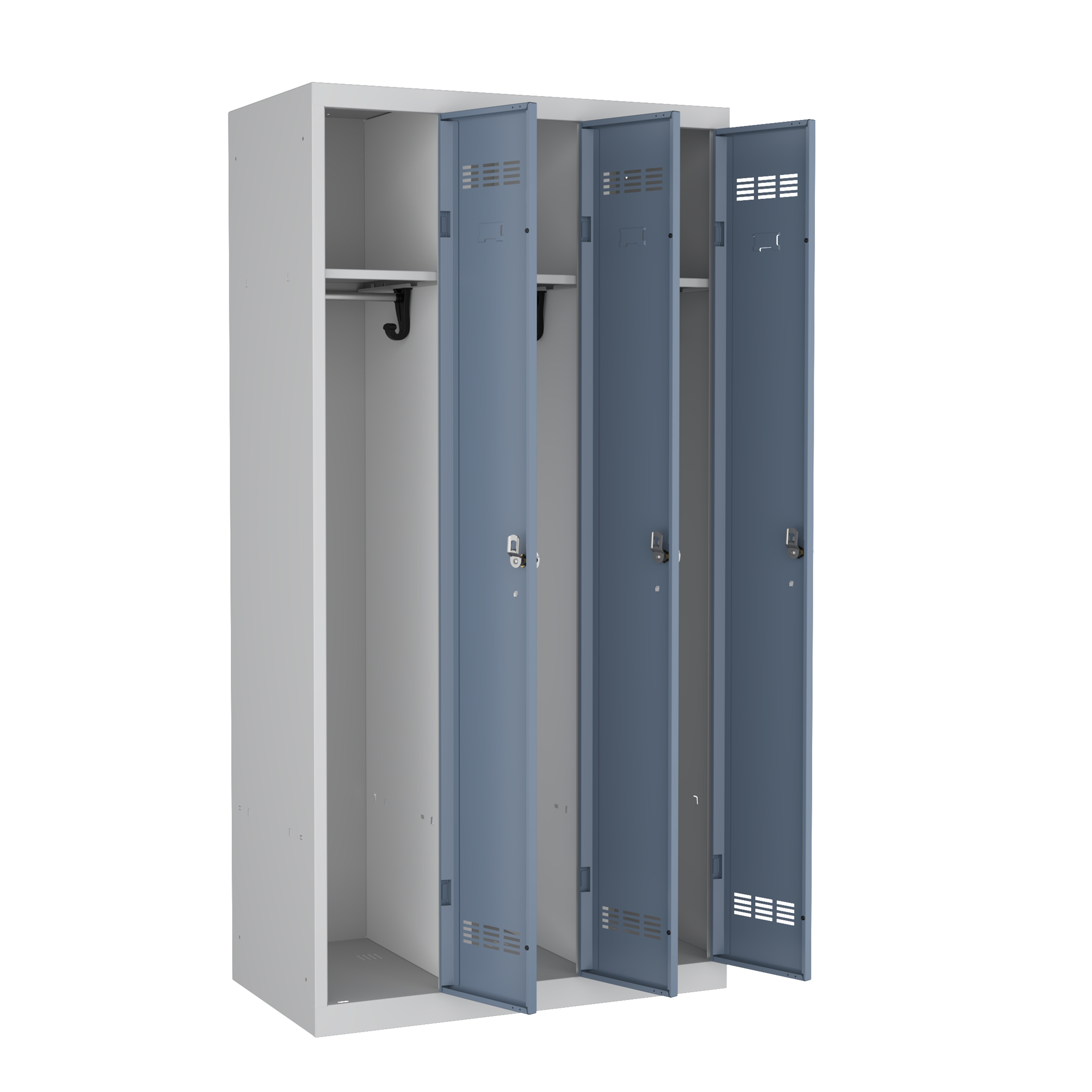 Vestiaire industrie propre 3 colonnes - serrure à clé ou moraillon