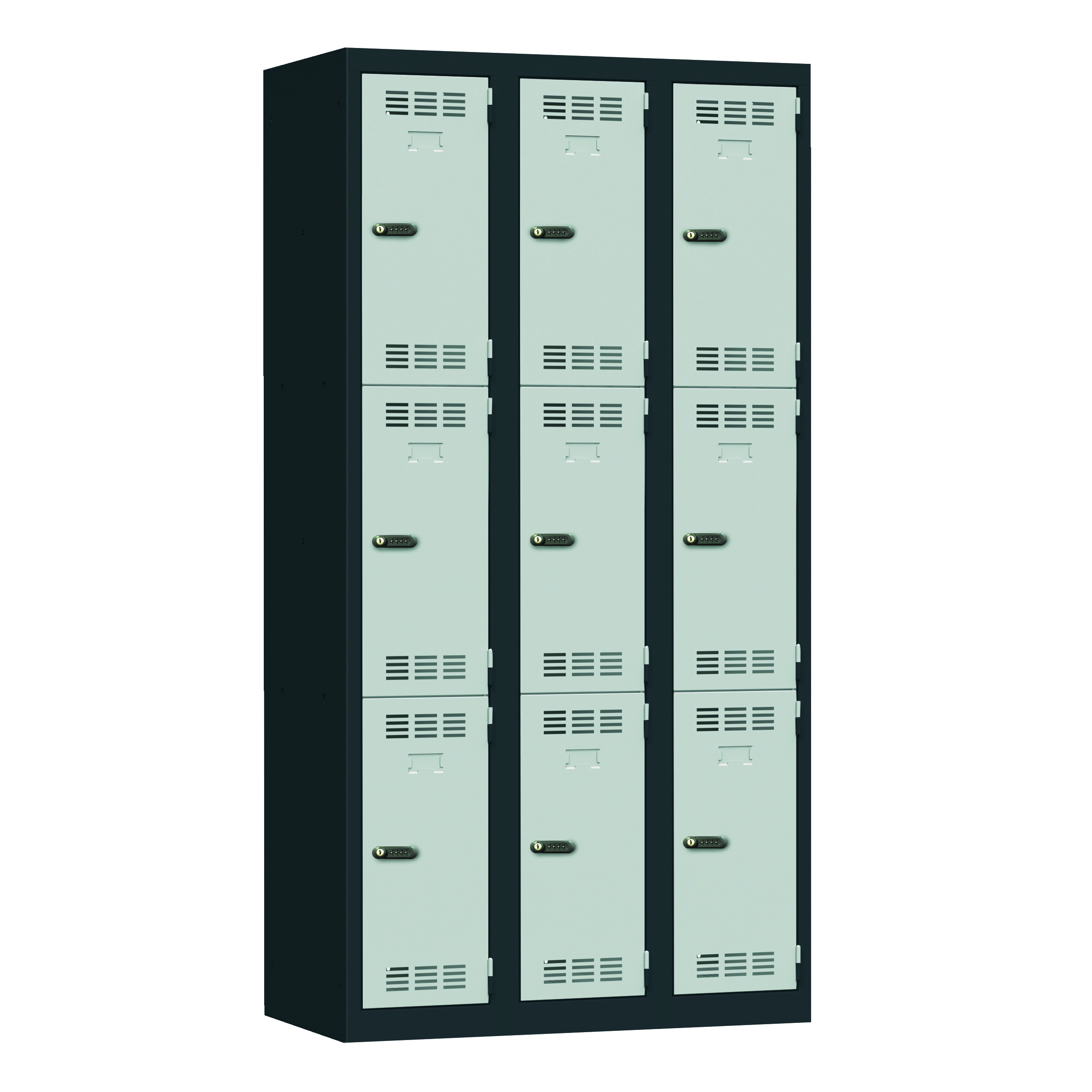 Vestiaire non visitable 3 colonnes 3 casiers galvanisé - l. 30 cm - impératif : serrure en option 