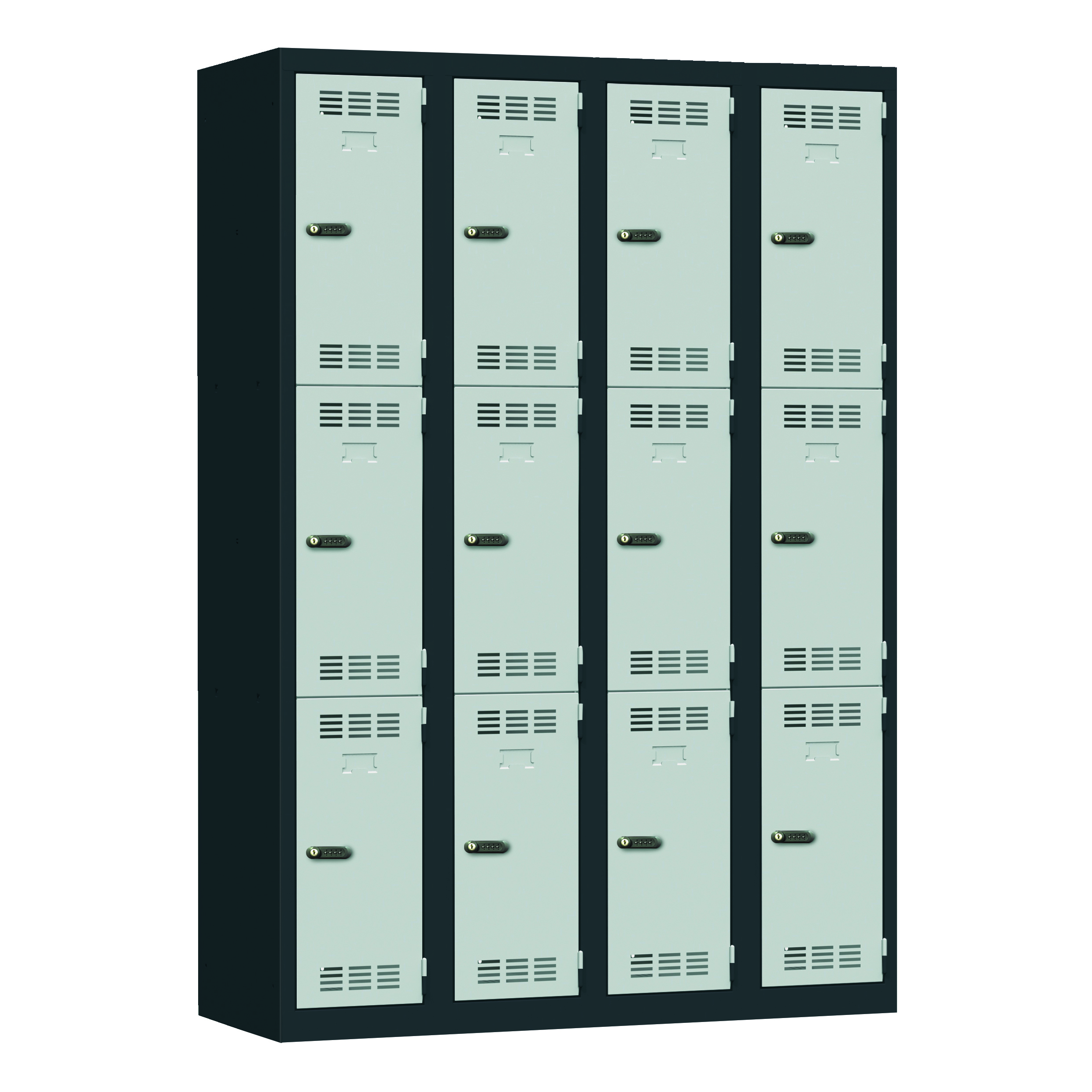 Vestiaire non visitable 4 colonnes 3 casiers galvanisé - l. 30 cm - impératif : serrure en option 