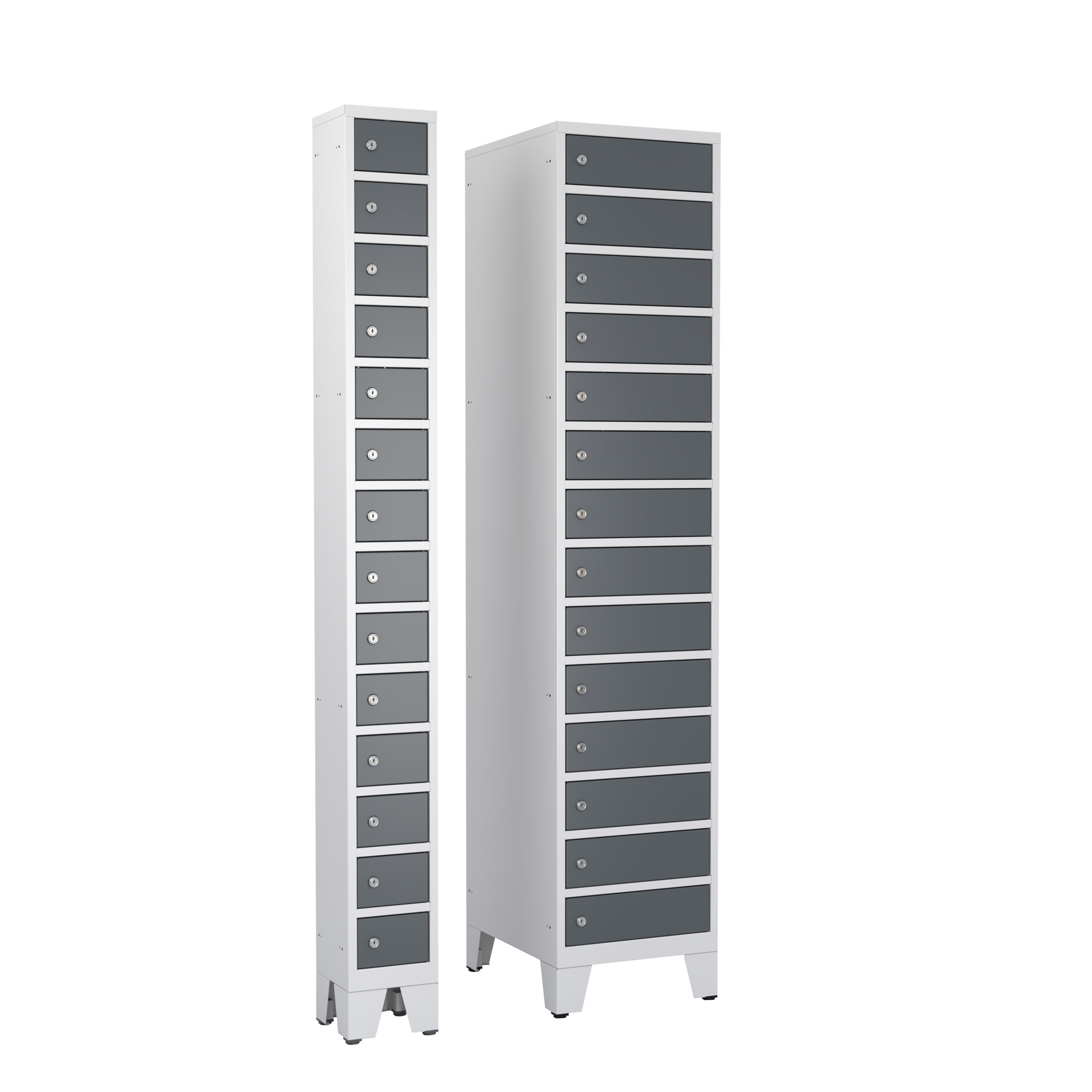 Vestiaire 1 colonne 14 casiers - l. 39,6 x p. 49,6 cm - avec piètement - serrure à clé ou moraillon