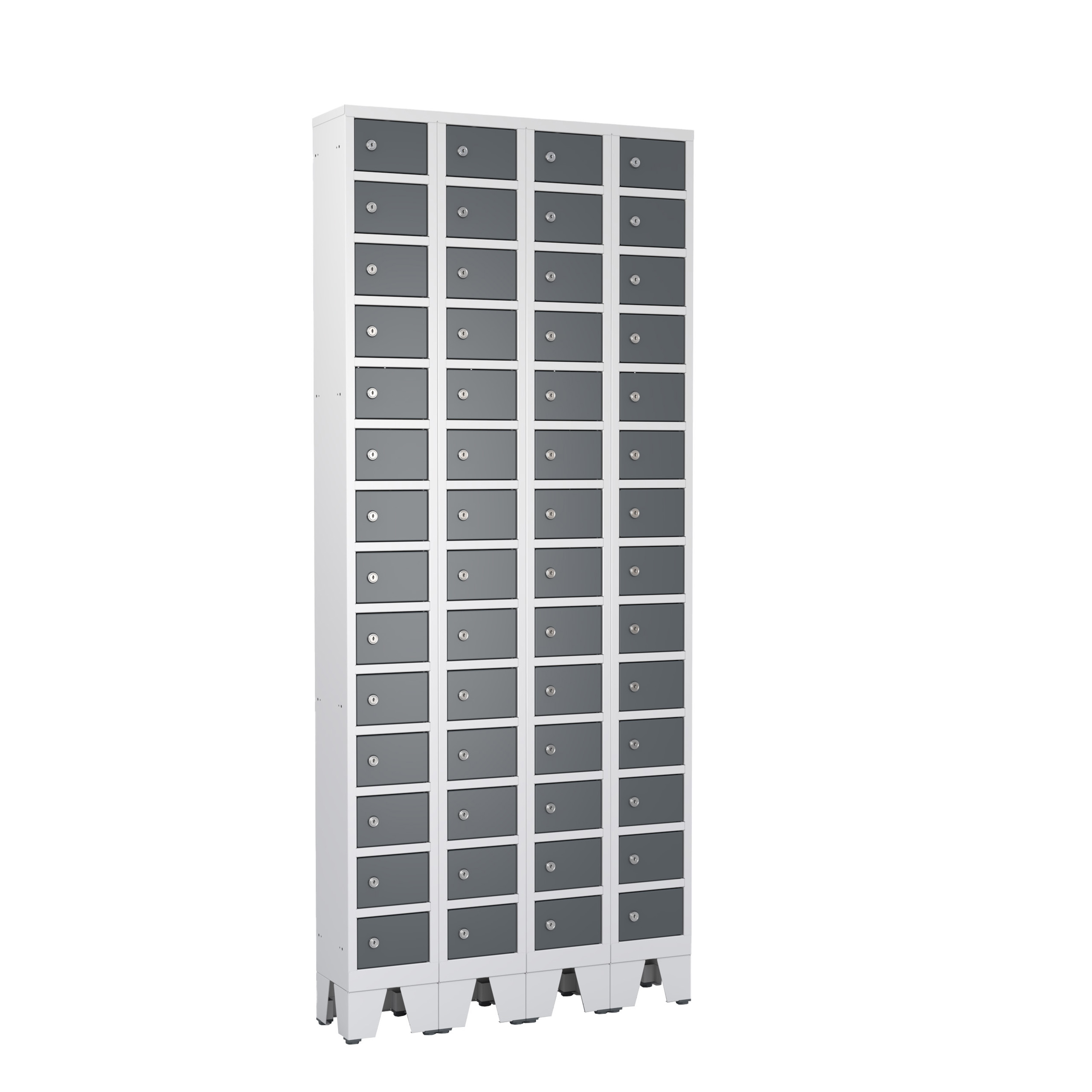 Vestiaire 1 colonne 14 casiers - l. 20,1 x p. 20,1 cm - avec piètement - serrure à clé ou moraillon