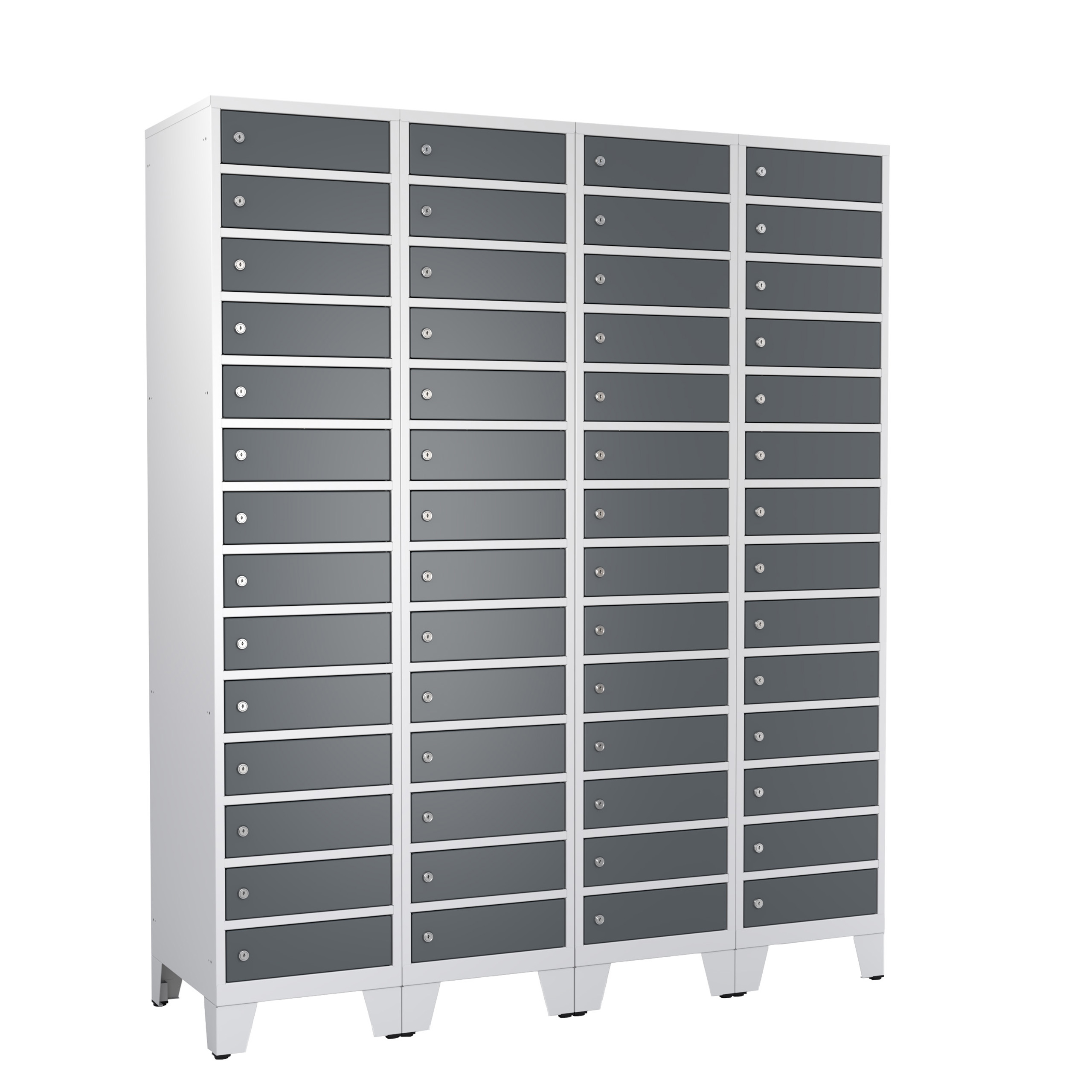 Vestiaire 1 colonne 14 casiers - l. 39,6 x p. 49,6 cm - avec piètement - serrure à clé ou moraillon