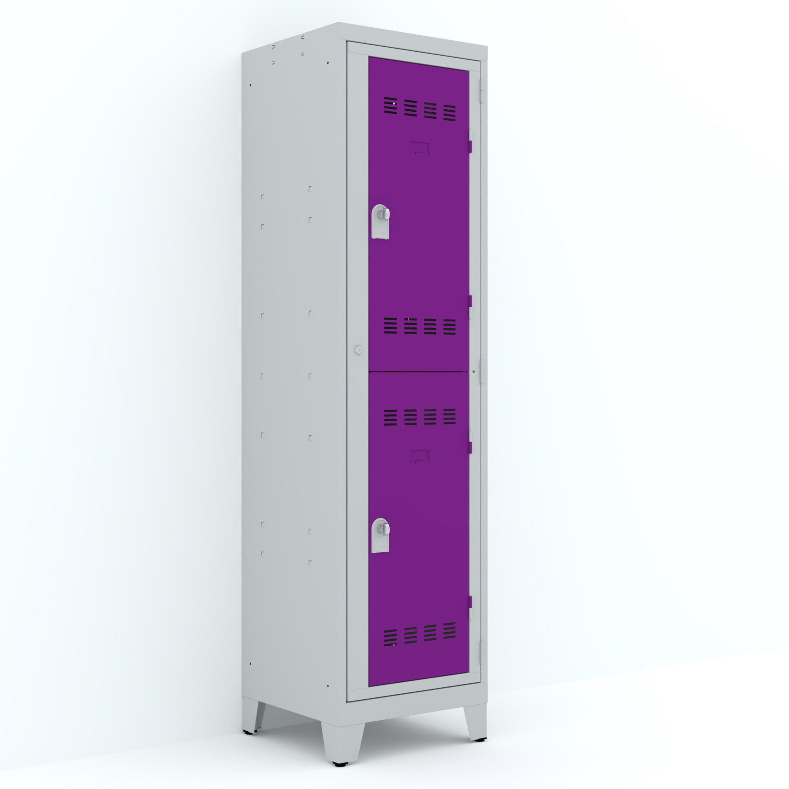 Vestiaire visitable 1 colonne 2 casiers sur pieds galvanisé serrure ou moraillon