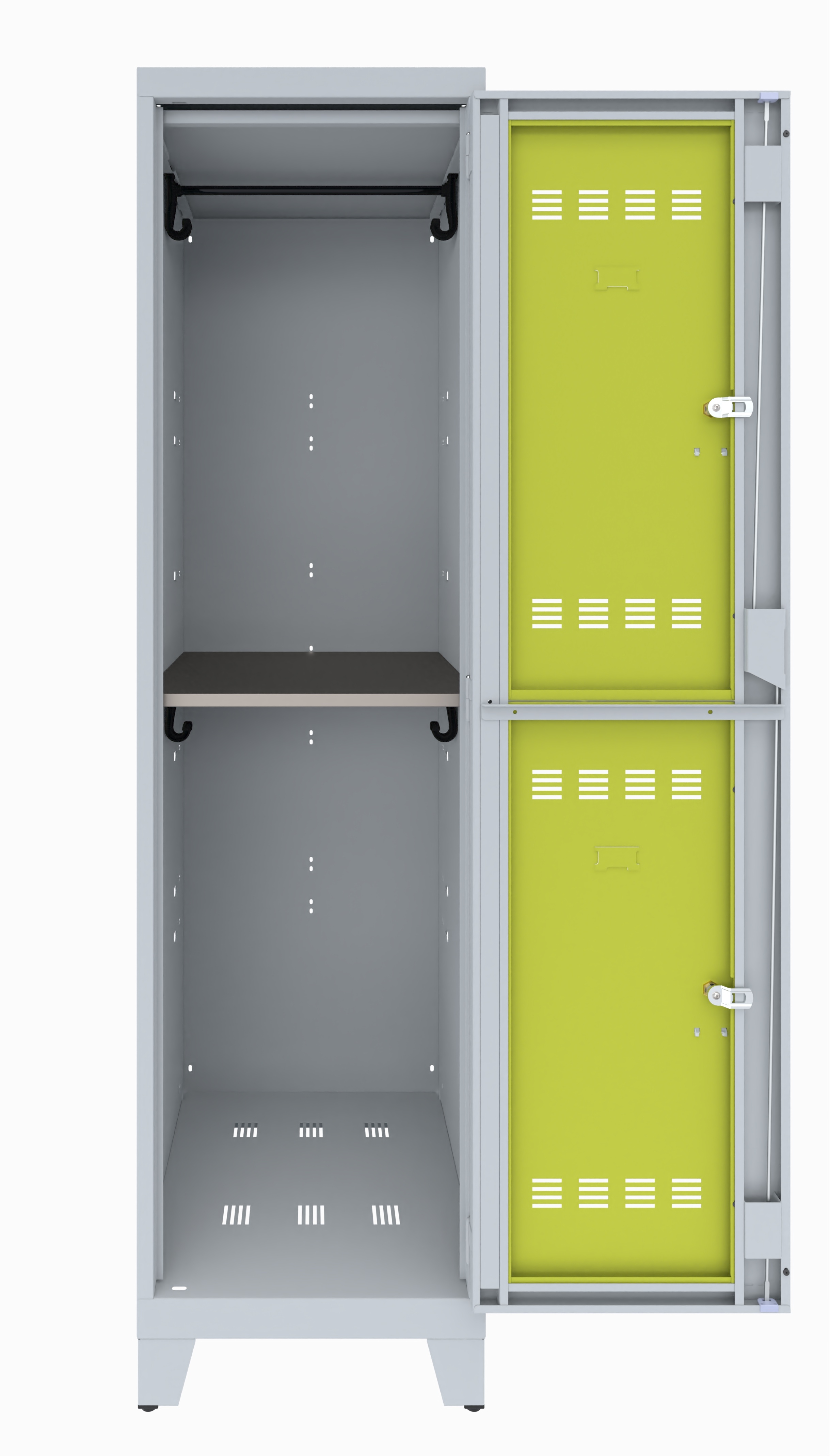Vestiaire visitable 1 colonne 2 casiers sur pieds galvanisé serrure ou moraillon
