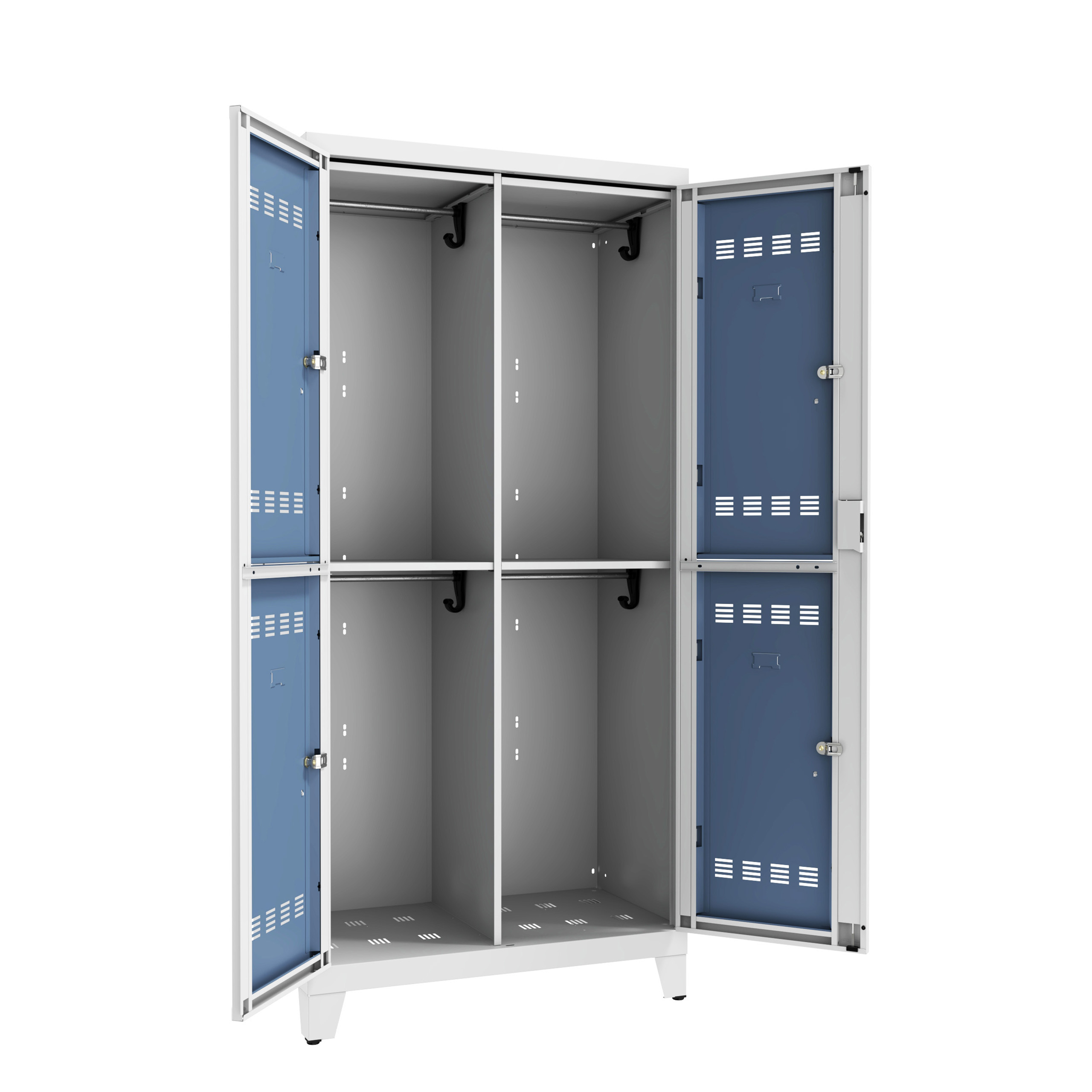 Vestiaire visitable 2 colonnes 2 casiers galvanisé - sur pieds - serrure ou moraillon