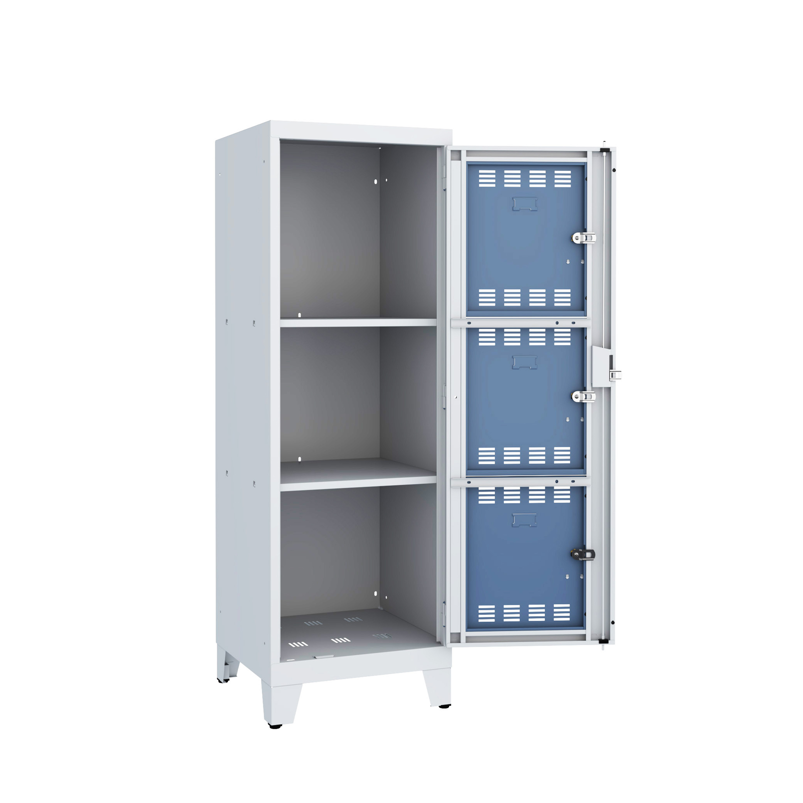 Vestiaire visitable 1 colonne 3 casiers sur pieds - serrure ou moraillon