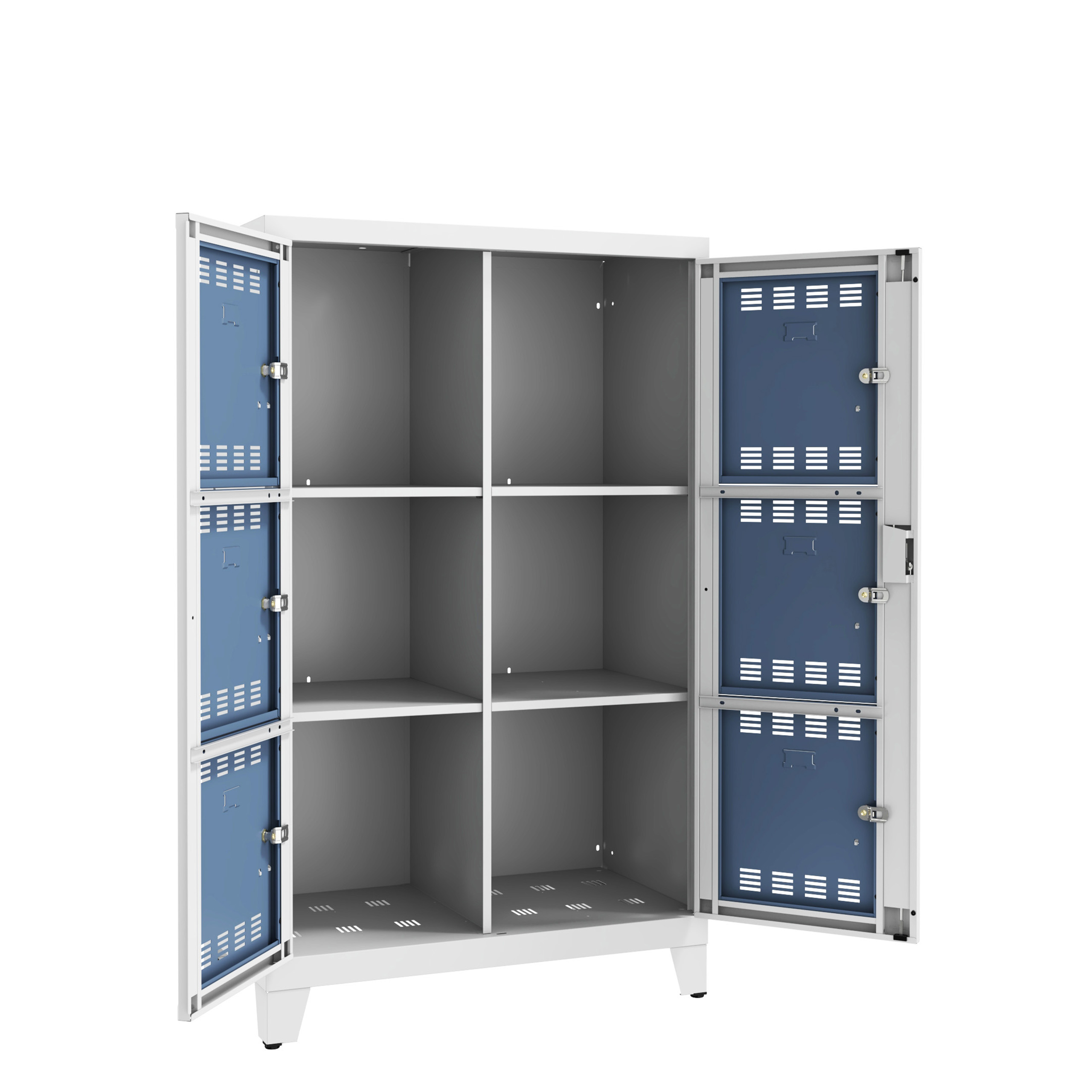 Vestiaire visitable 2 colonnes 3 casiers sur pieds - serrure ou moraillon