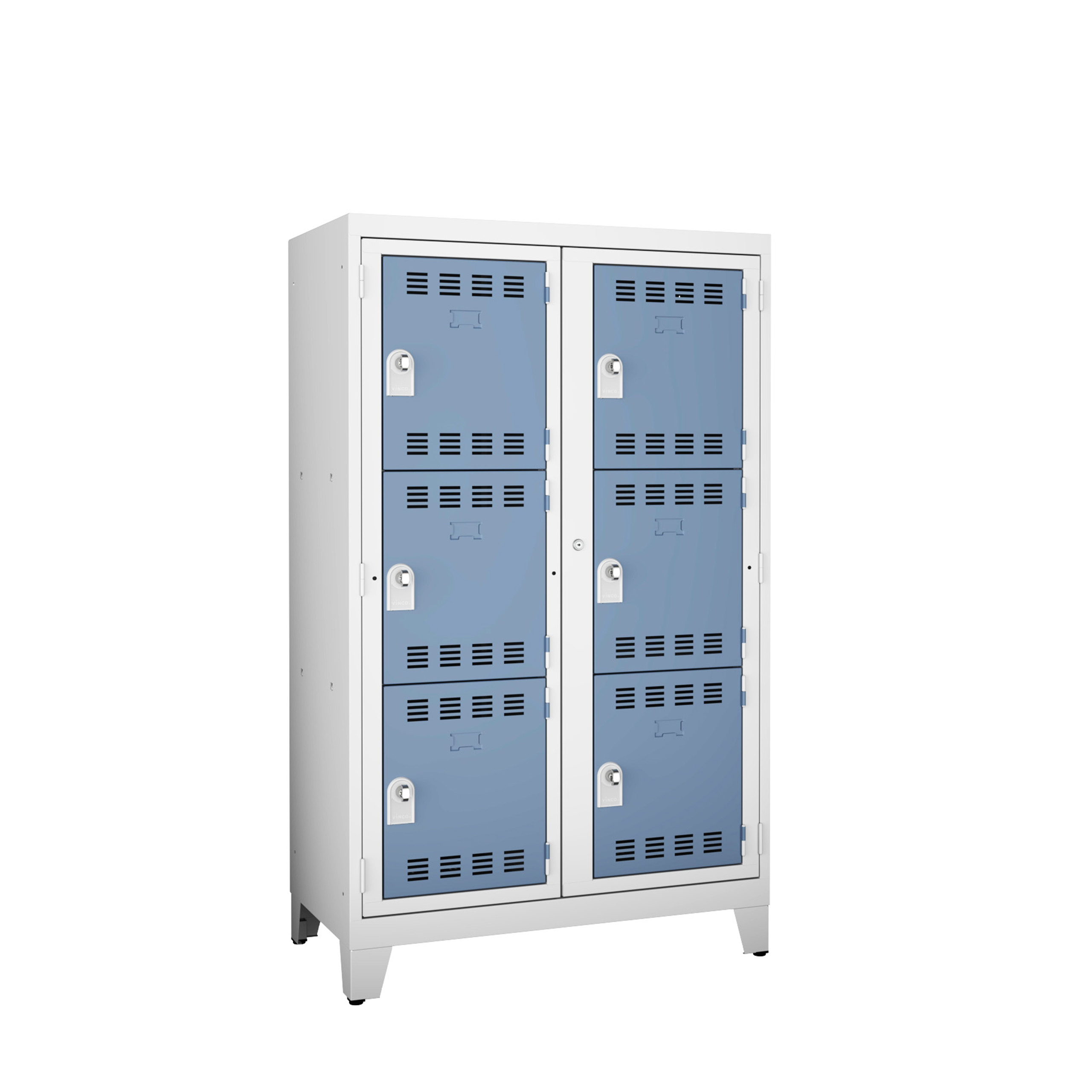 Vestiaire visitable 2 colonnes 3 casiers sur pieds - serrure ou moraillon