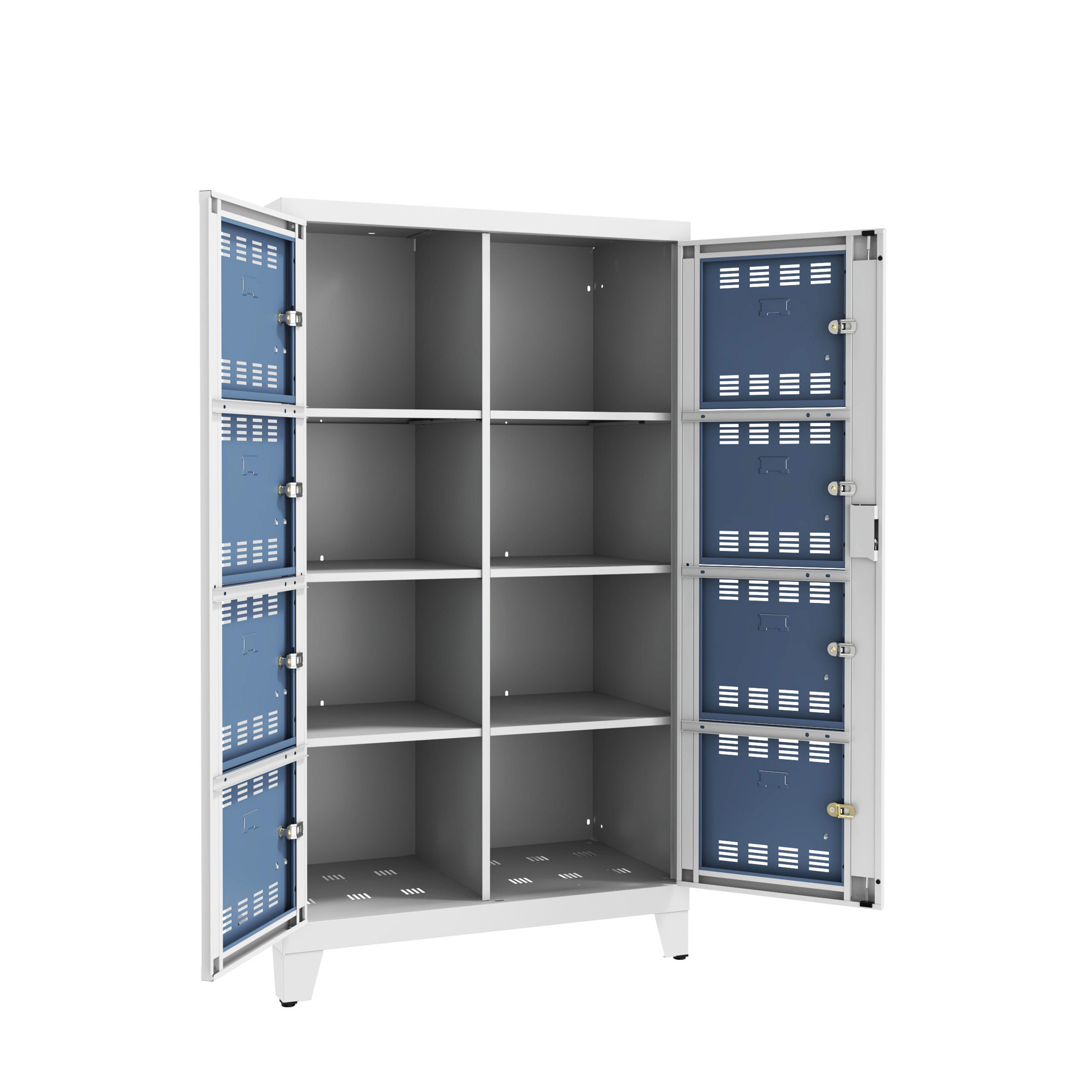 Vestiaire visitable 2 colonnes 4 casiers galvanisé h. 35 cm sur pieds - serrure ou moraillon