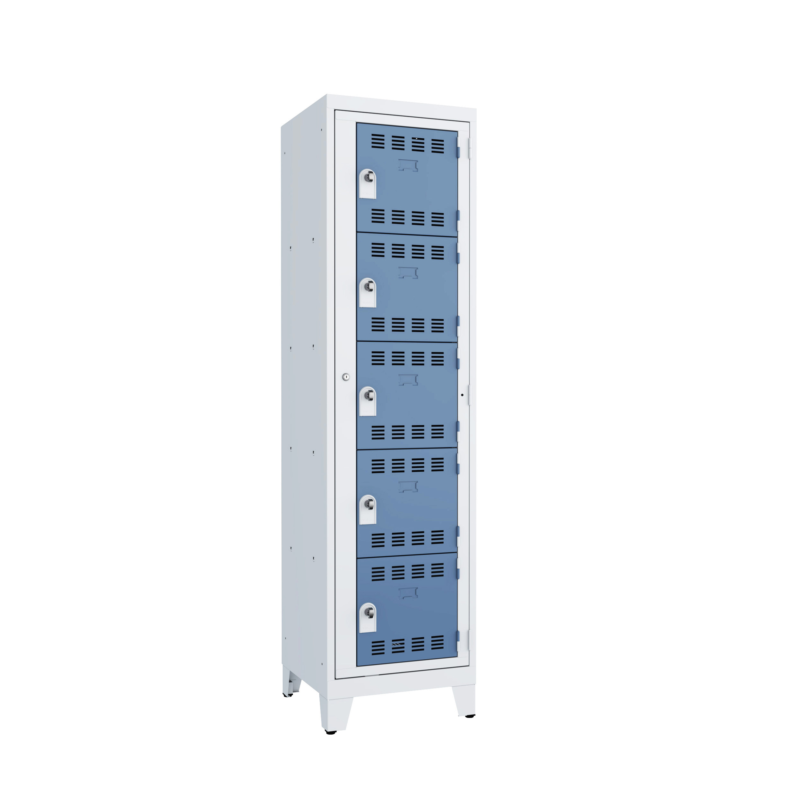 Vestiaire visitable 1 colonne 5 casiers sur pieds - serrure ou moraillon