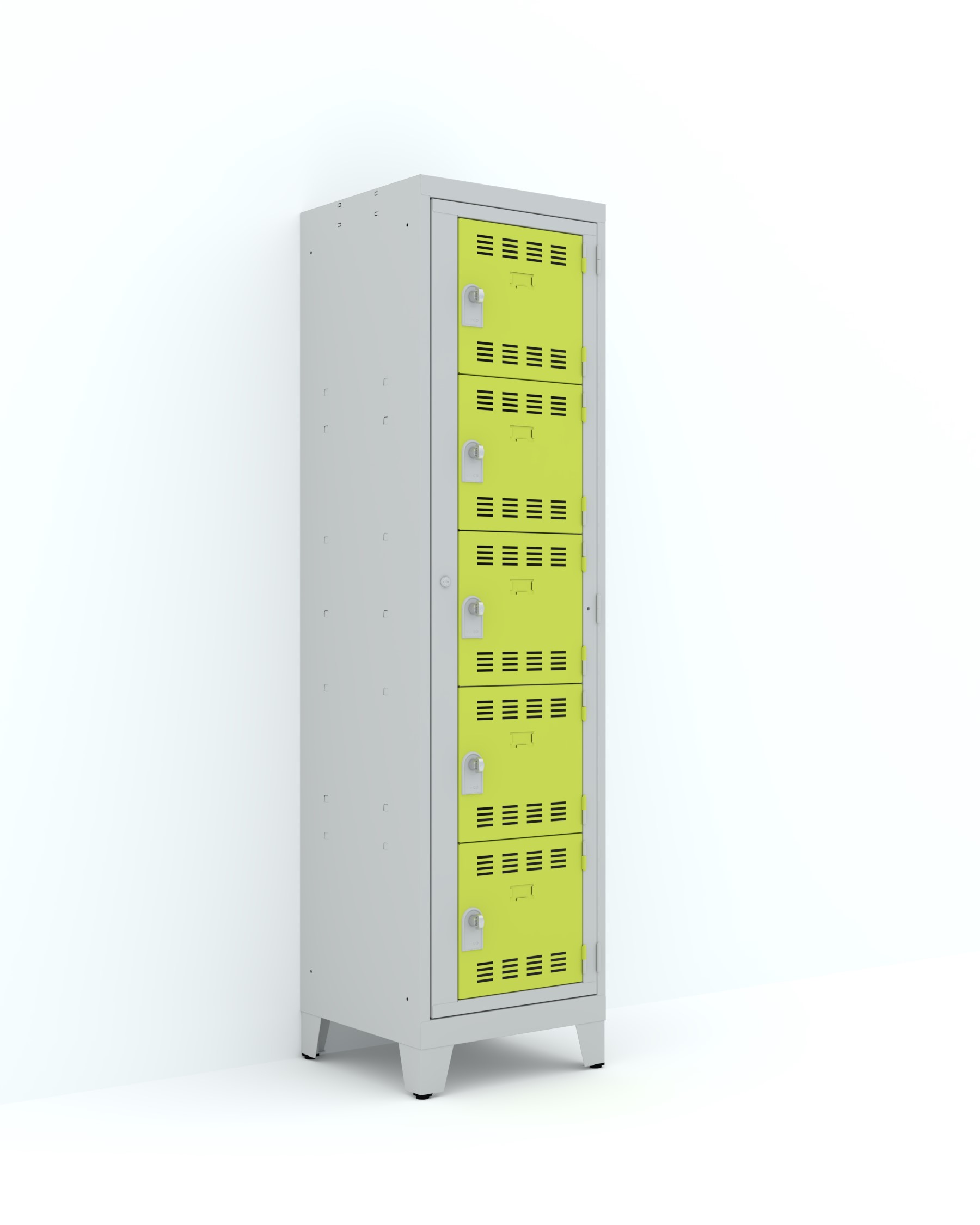 Vestiaire visitable 1 colonne 5 casiers sur pieds - serrure ou moraillon