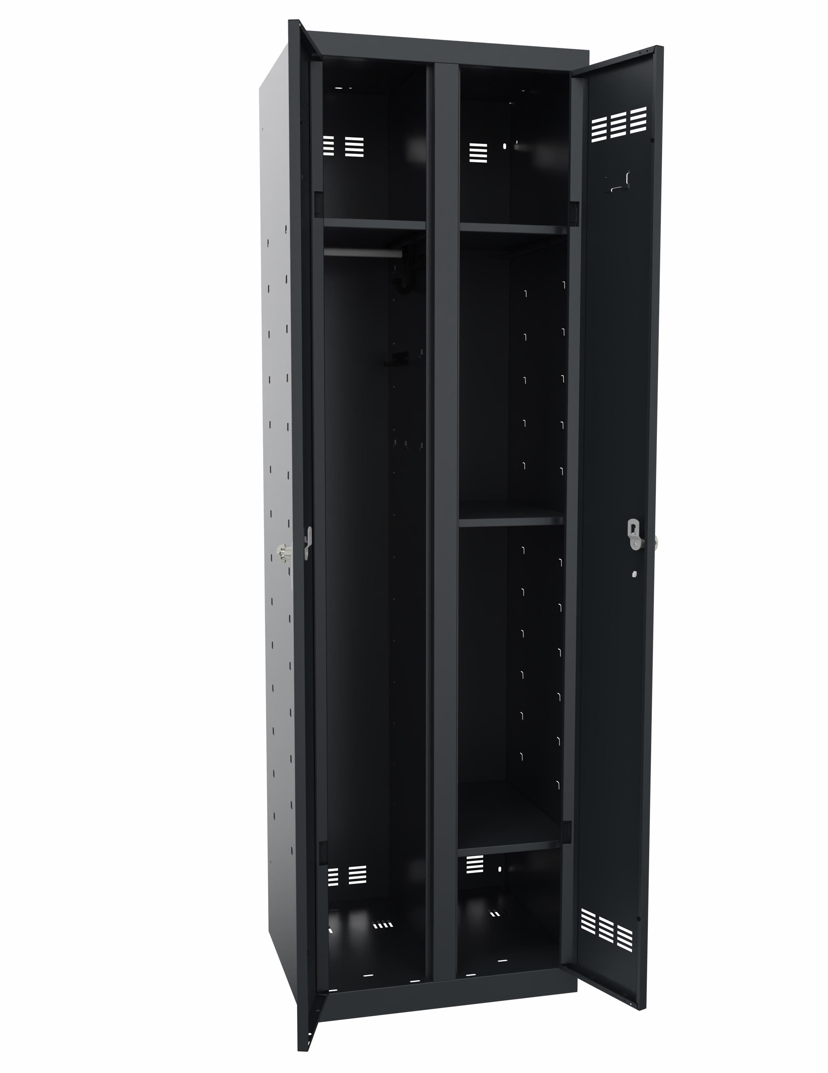 Armoire de rangement 2 colonnes 1/2 penderie 1/2 rangement - l. 60 cm - serrure moraillon - Délai court