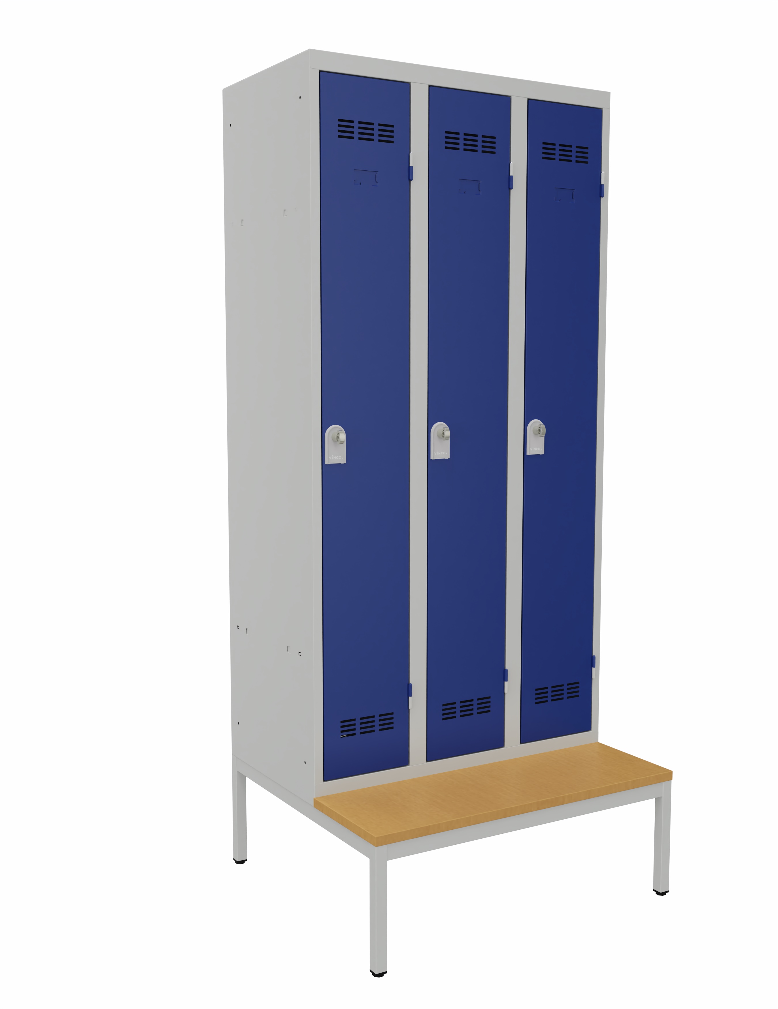 Socle banc pour vestiaire de bureau - l.90 cm - décor hêtre