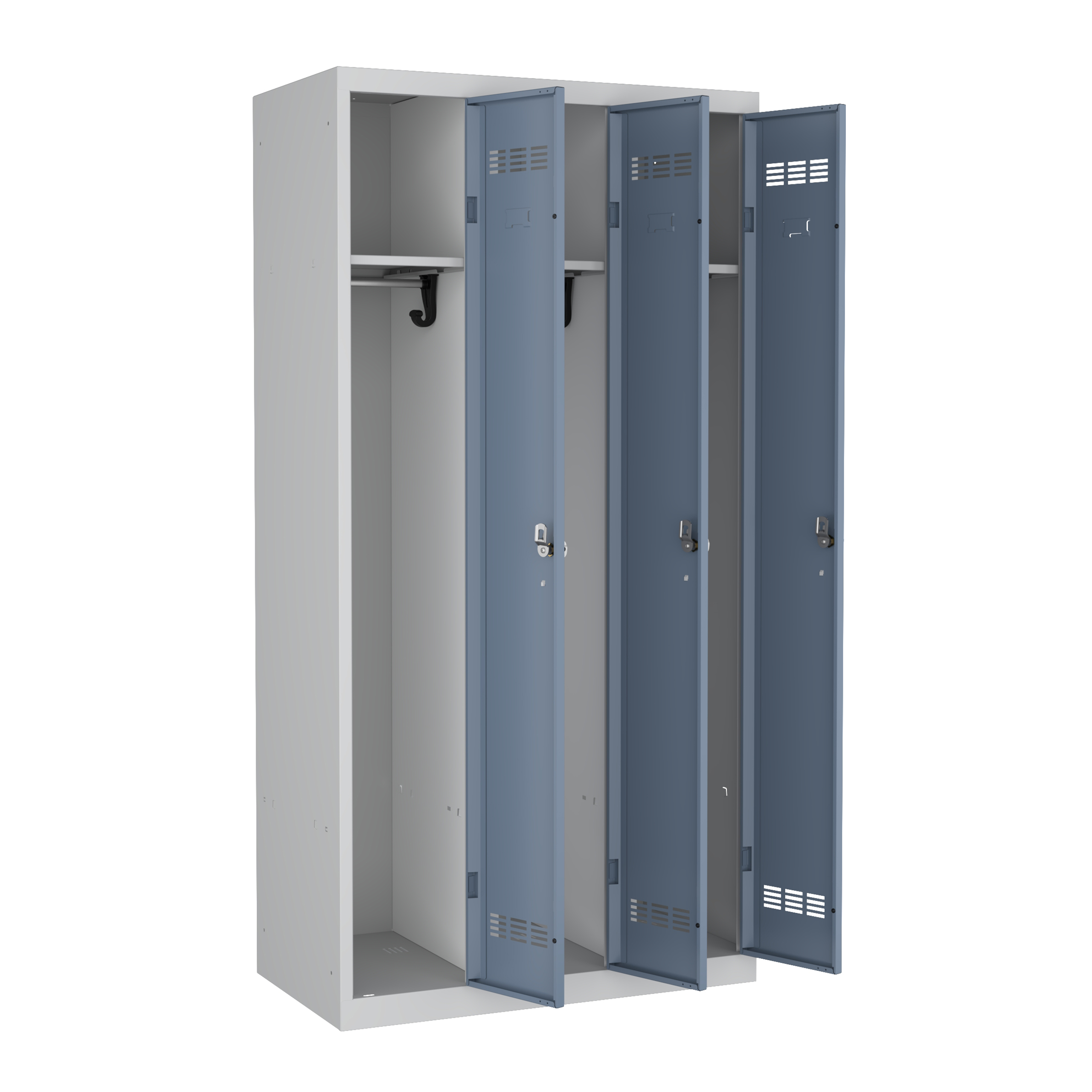 Vestiaire industrie propre 3 colonnes galvanisé - serrure à clé ou moraillon