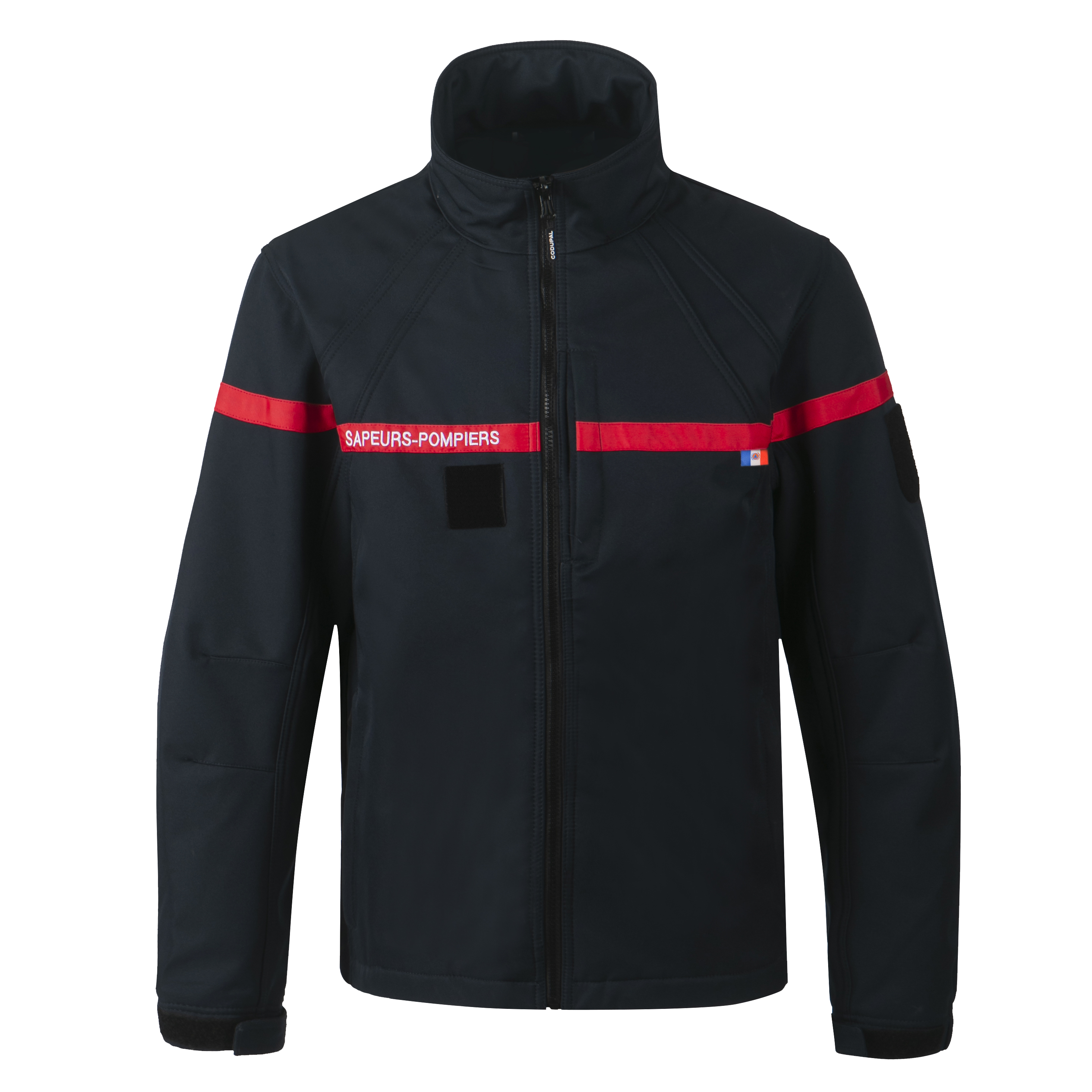 Blouson softshell marine RT - bande rouge broderie blanche SAPEURS-POMPIERS