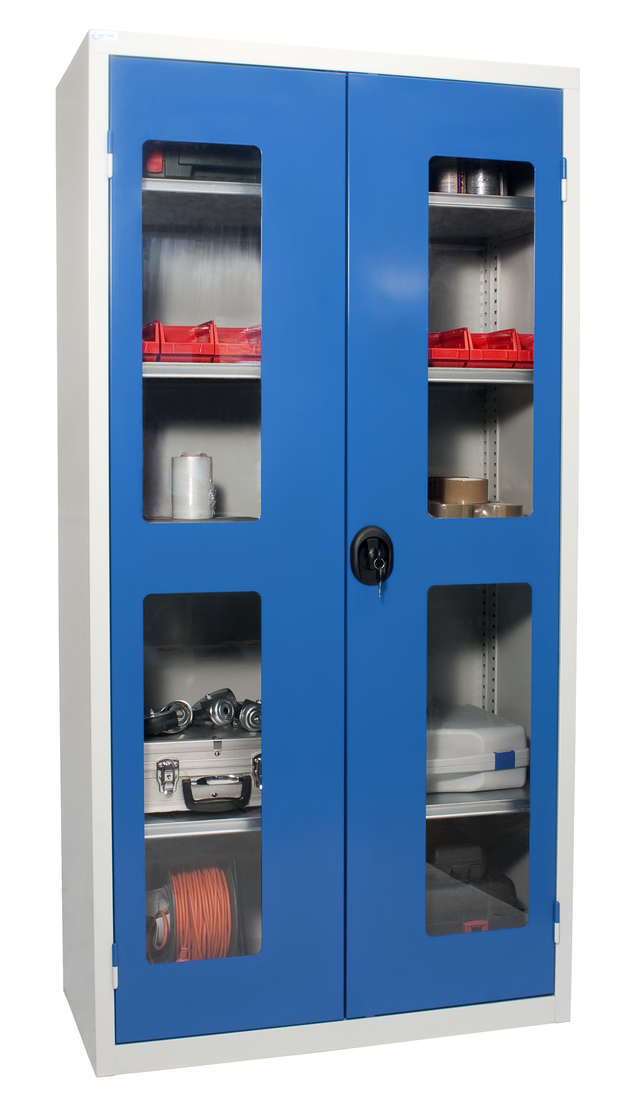 Armoire d'atelier haute - 4 tablettes - 100 x 198 x 50 cm - portes transparentes