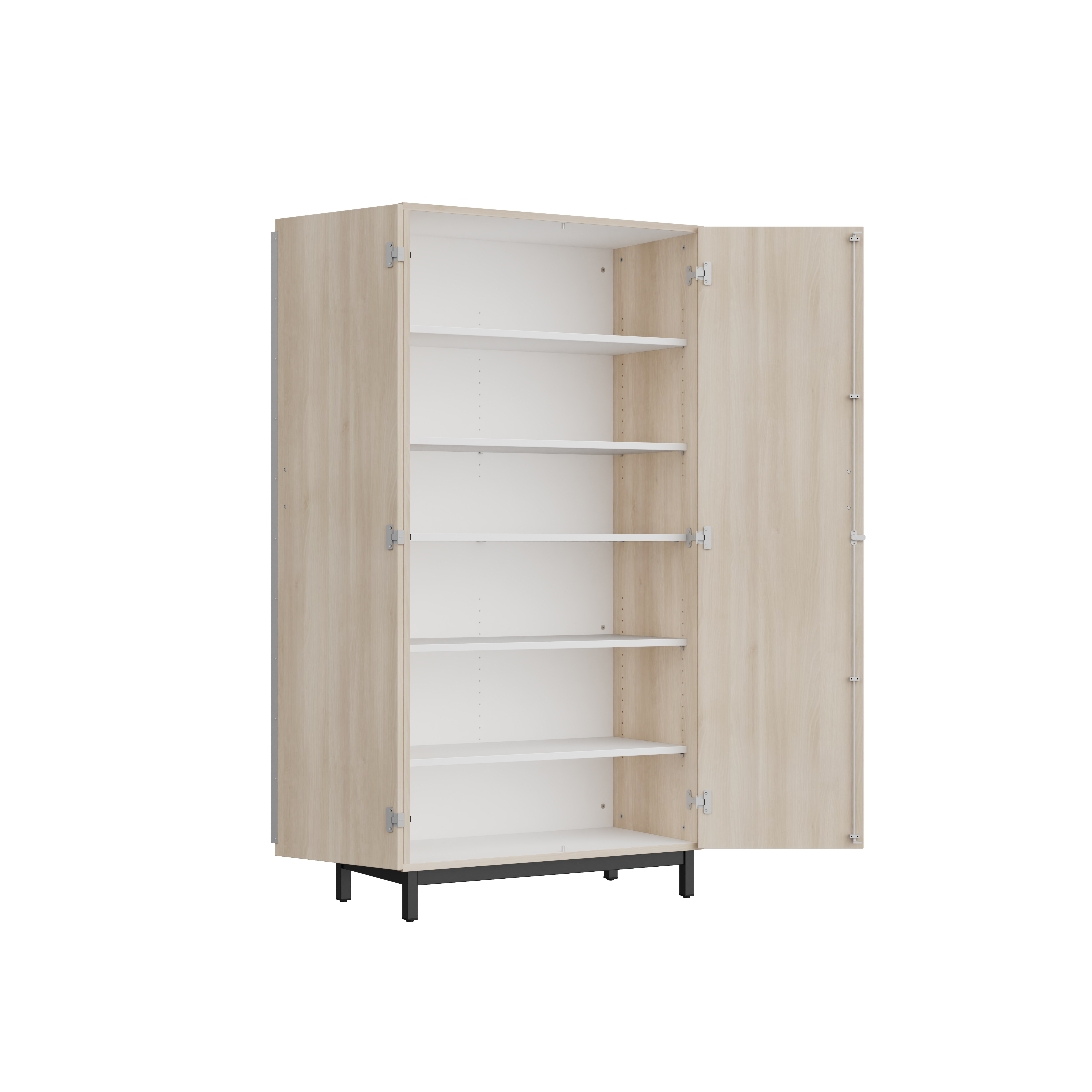 Amoire haute Mandi - 2 ptes battantes - panneaux mélaminé - l. 90 x h. 180 x pr. 47 cm - piétement métallique réglable -