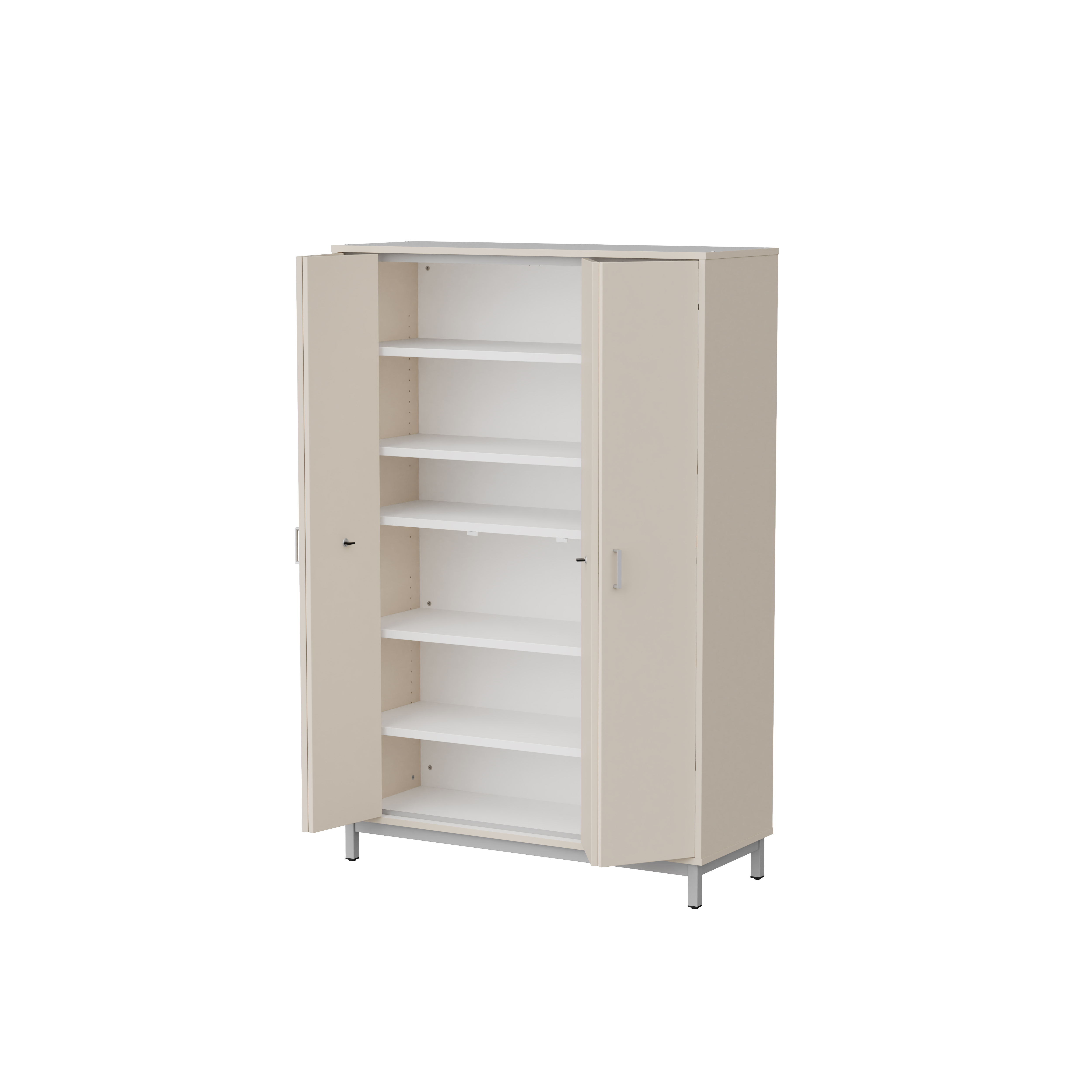 Armoire haute Mandi - 2 ptes pliantes - panneaux mélaminé - l. 120 x h. 180 x pr. 45 cm - piétement métal réglable -