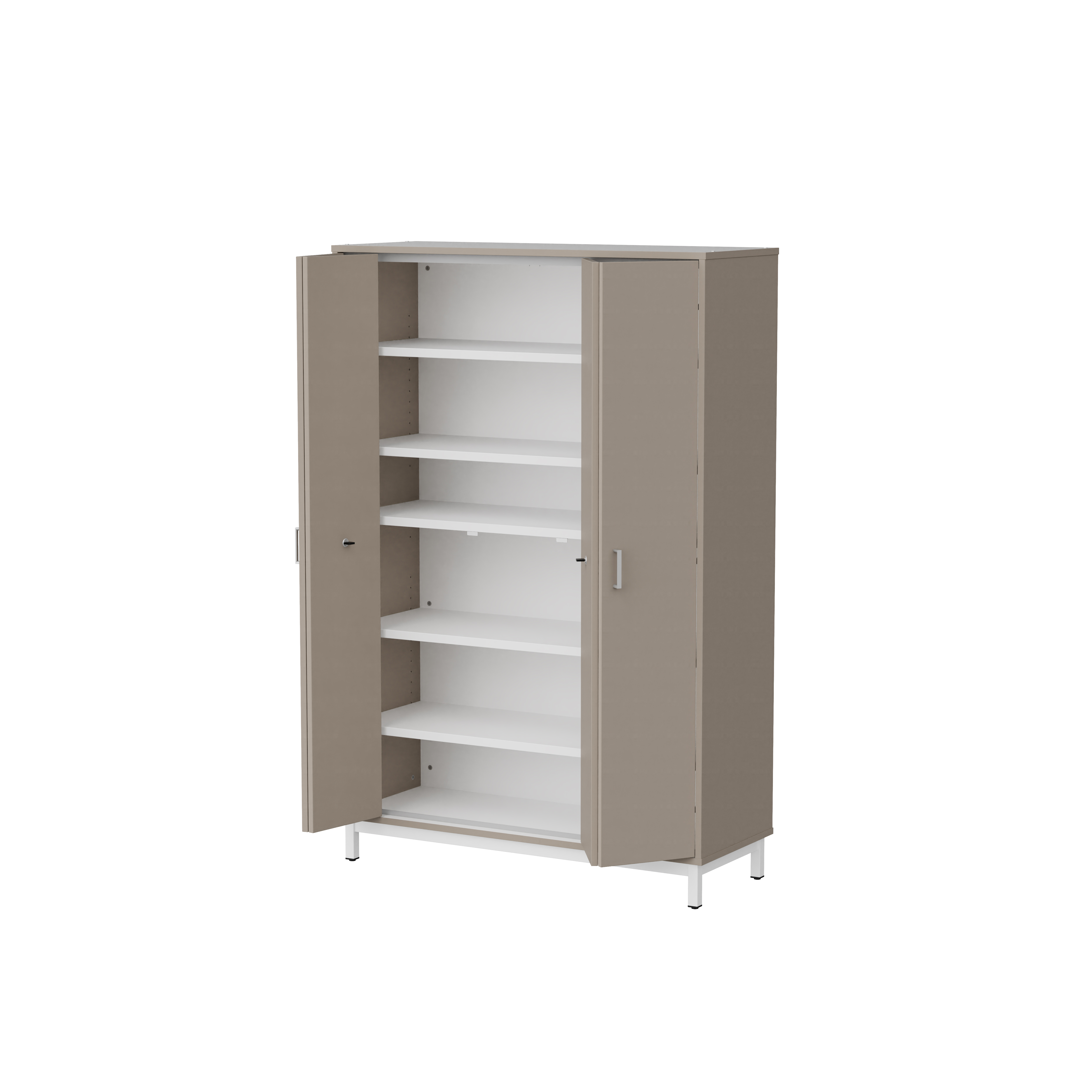 Armoire haute Mandi - 2 ptes pliantes - panneaux mélaminé - l. 120 x h. 180 x pr. 45 cm - piétement métal réglable -