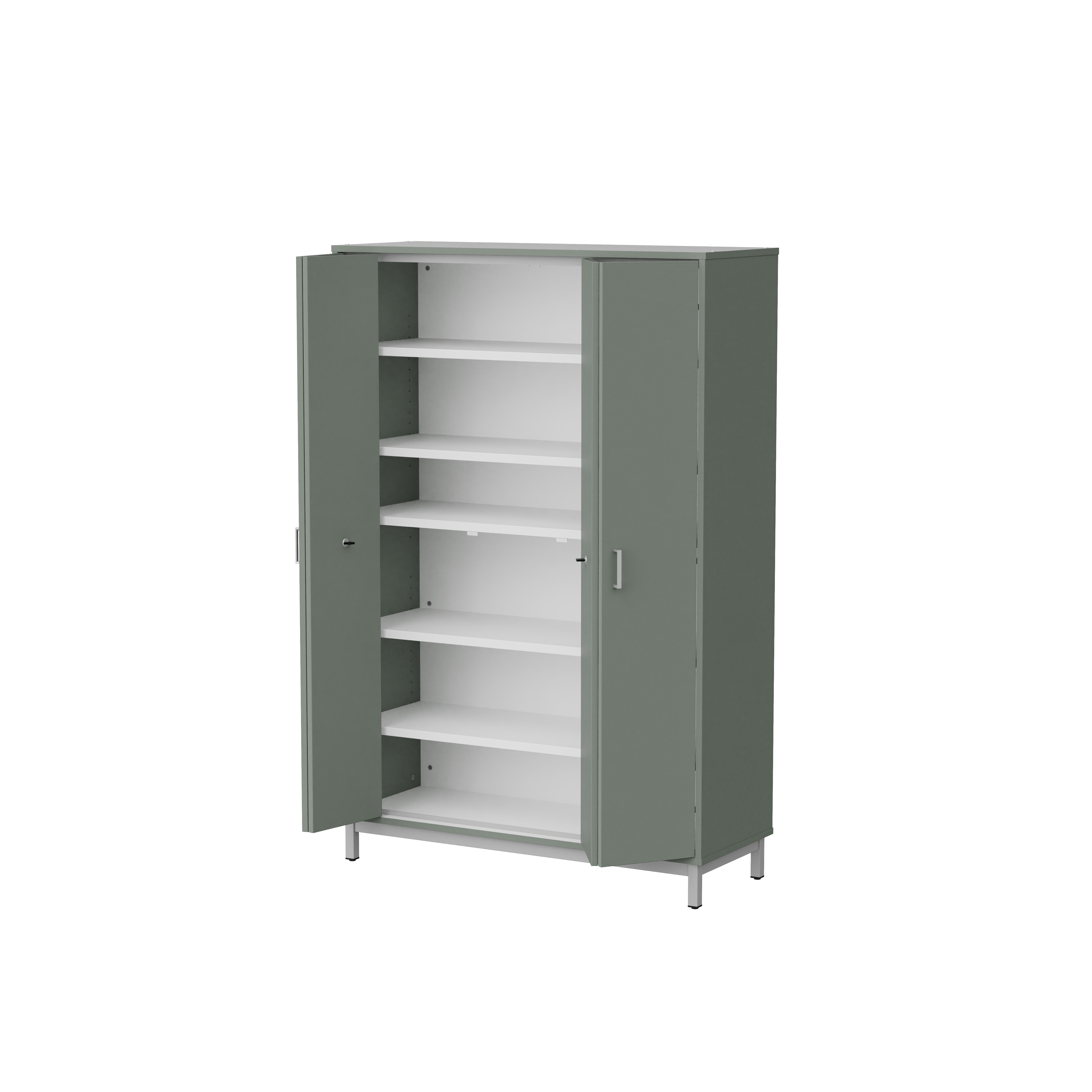 Armoire haute Mandi - 2 ptes pliantes - panneaux mélaminé - l. 120 x h. 180 x pr. 45 cm - piétement métal réglable -