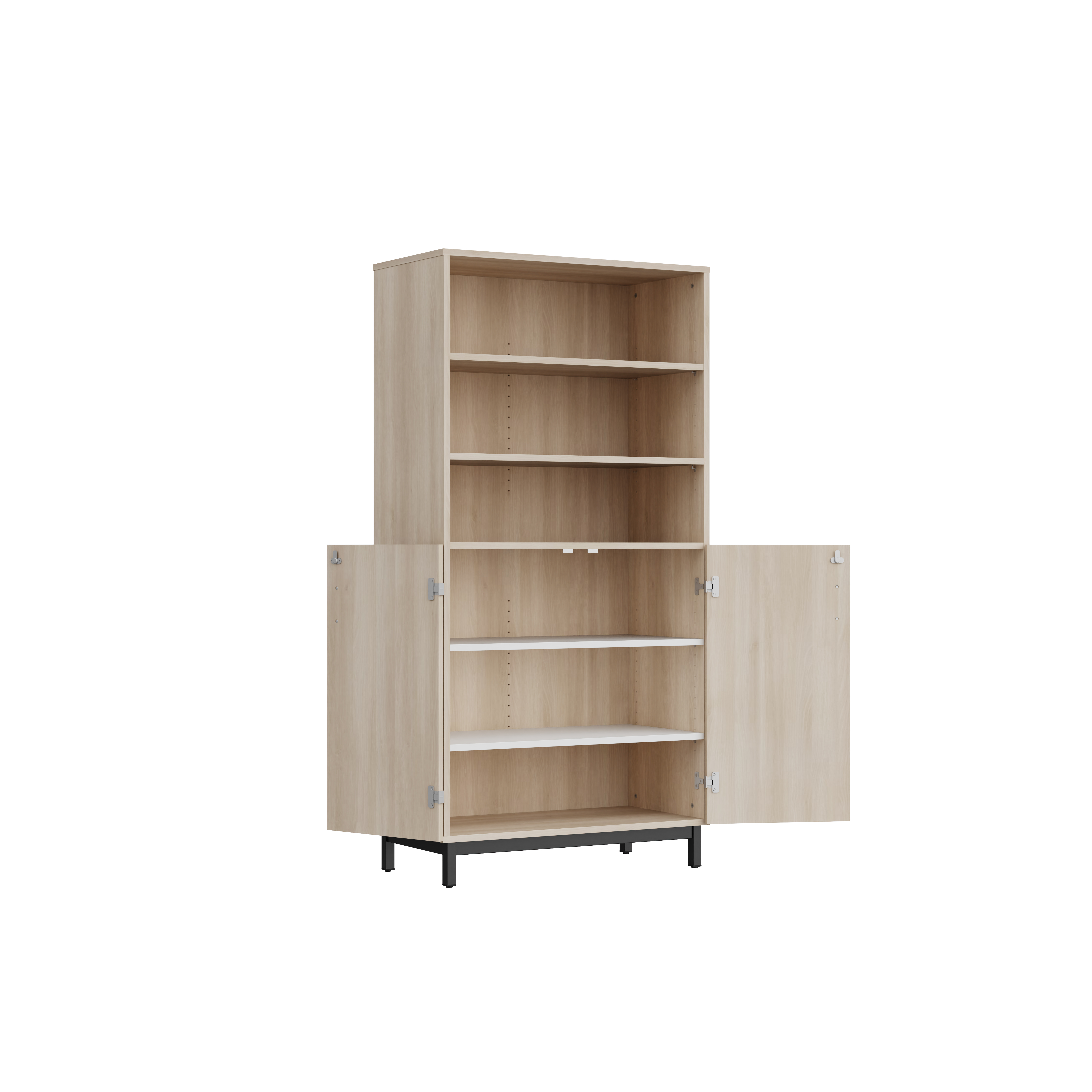 Bibliothèque hte Mandi - 2 ptes en partie basse - panneaux mélaminé - l. 90 x h. 180 x pr. 45 cm -