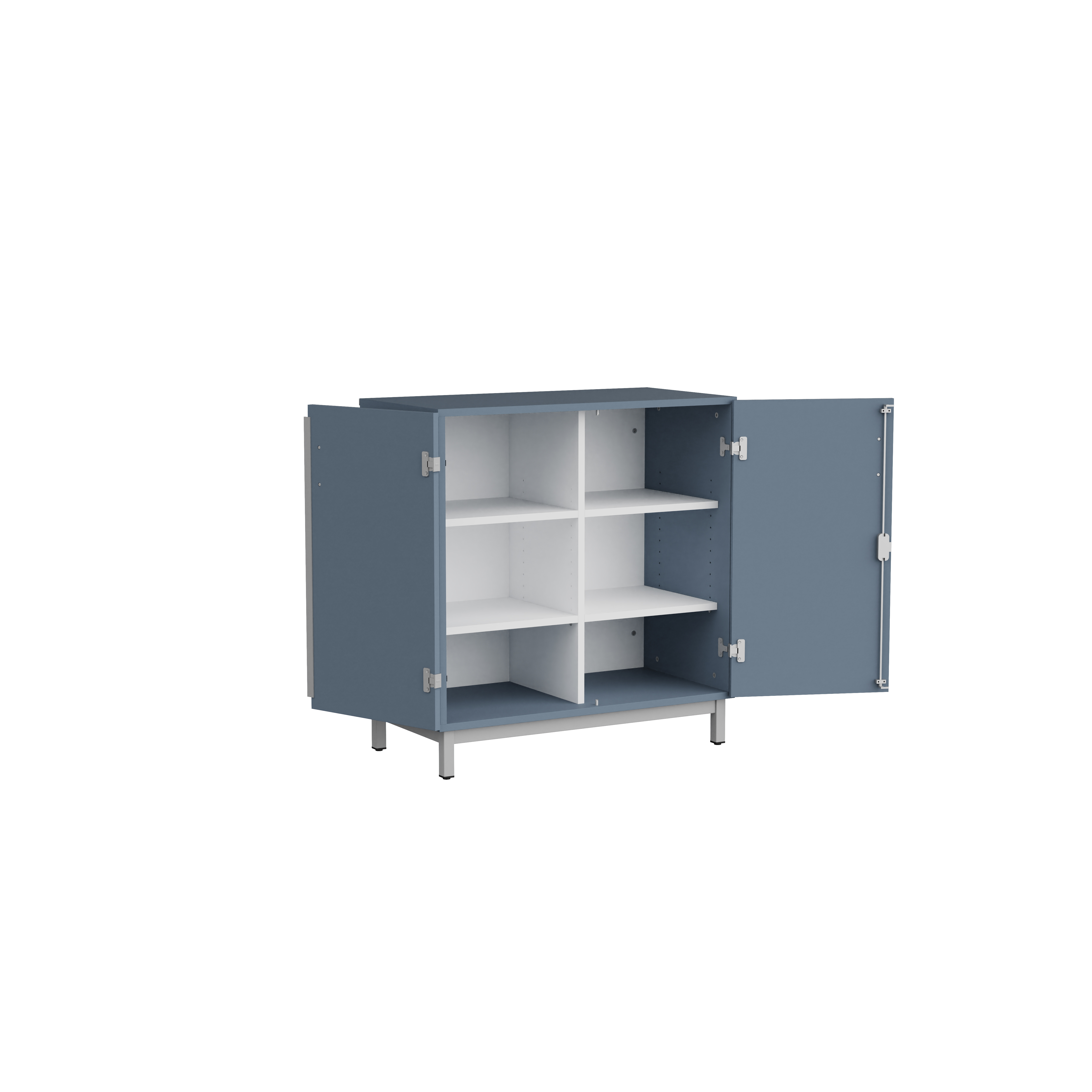 Meuble bas portes battantes Mandi - panneaux mélaminé - l. 90 x h. 94,5 x pr. 47 cm - piétement métal réglable -