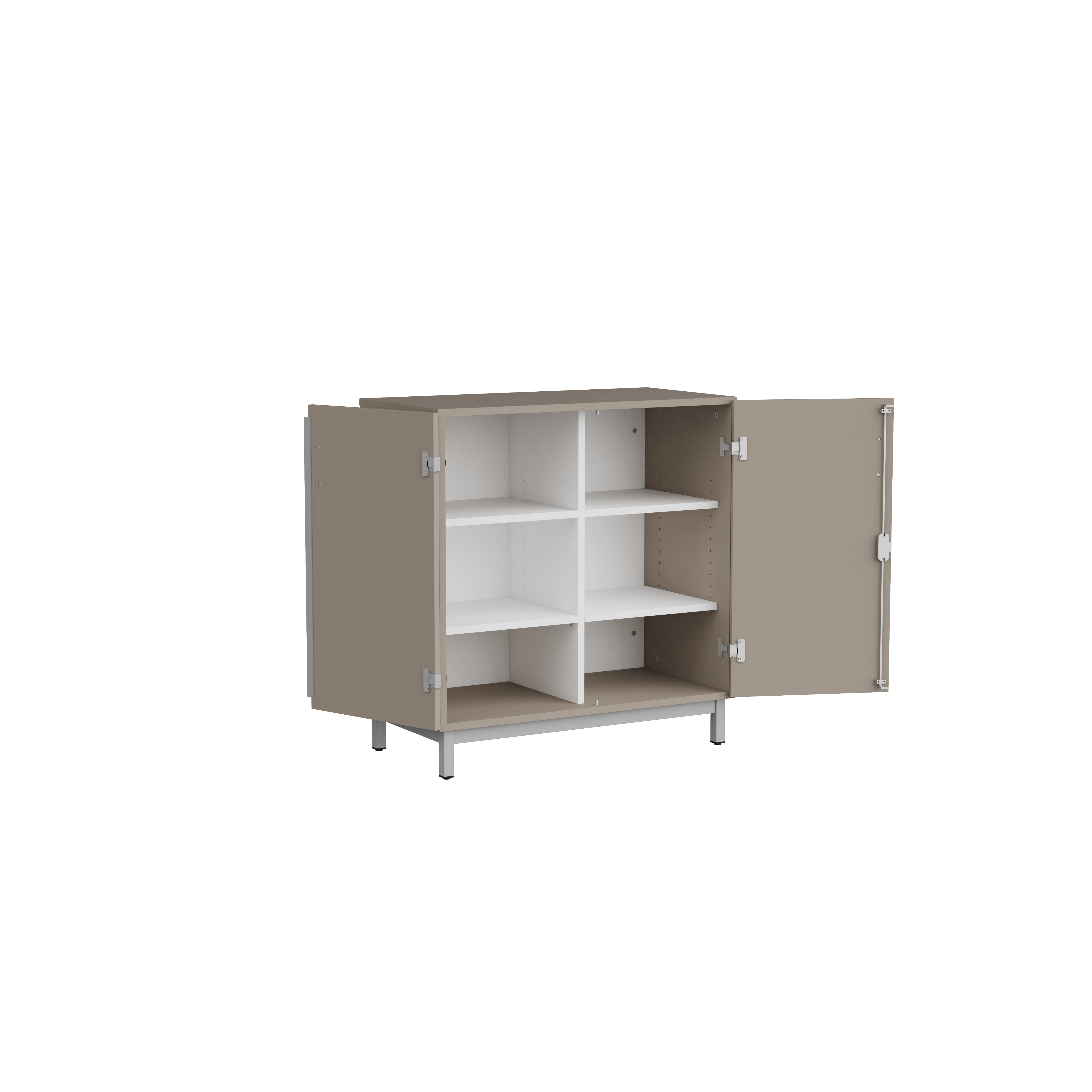 Meuble bas portes battantes Mandi - panneaux mélaminé - l. 90 x h. 94,5 x pr. 47 cm - piétement métal réglable -