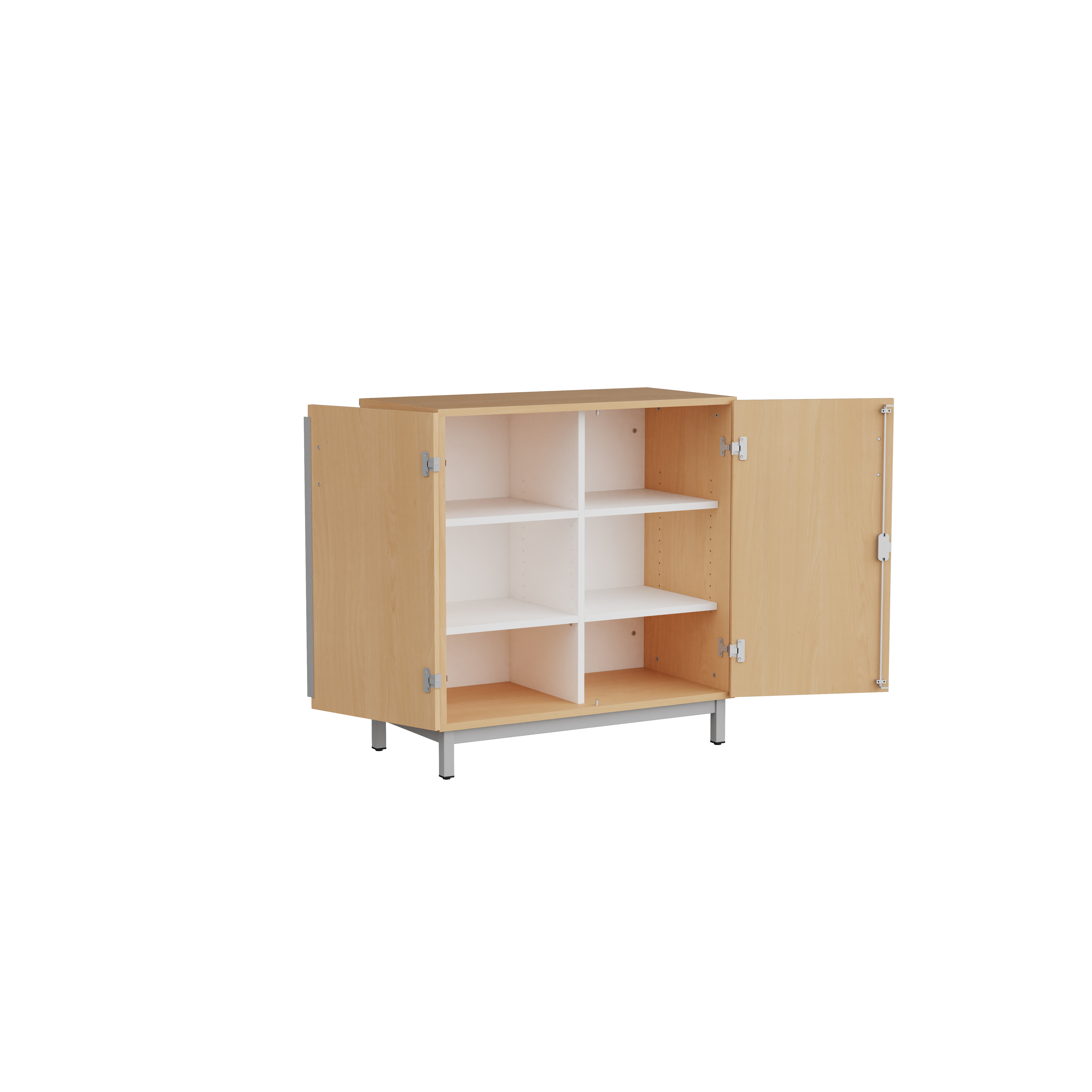 Meuble bas portes battantes Mandi - panneaux mélaminé - l. 90 x h. 94,5 x pr. 47 cm - piétement métal réglable -