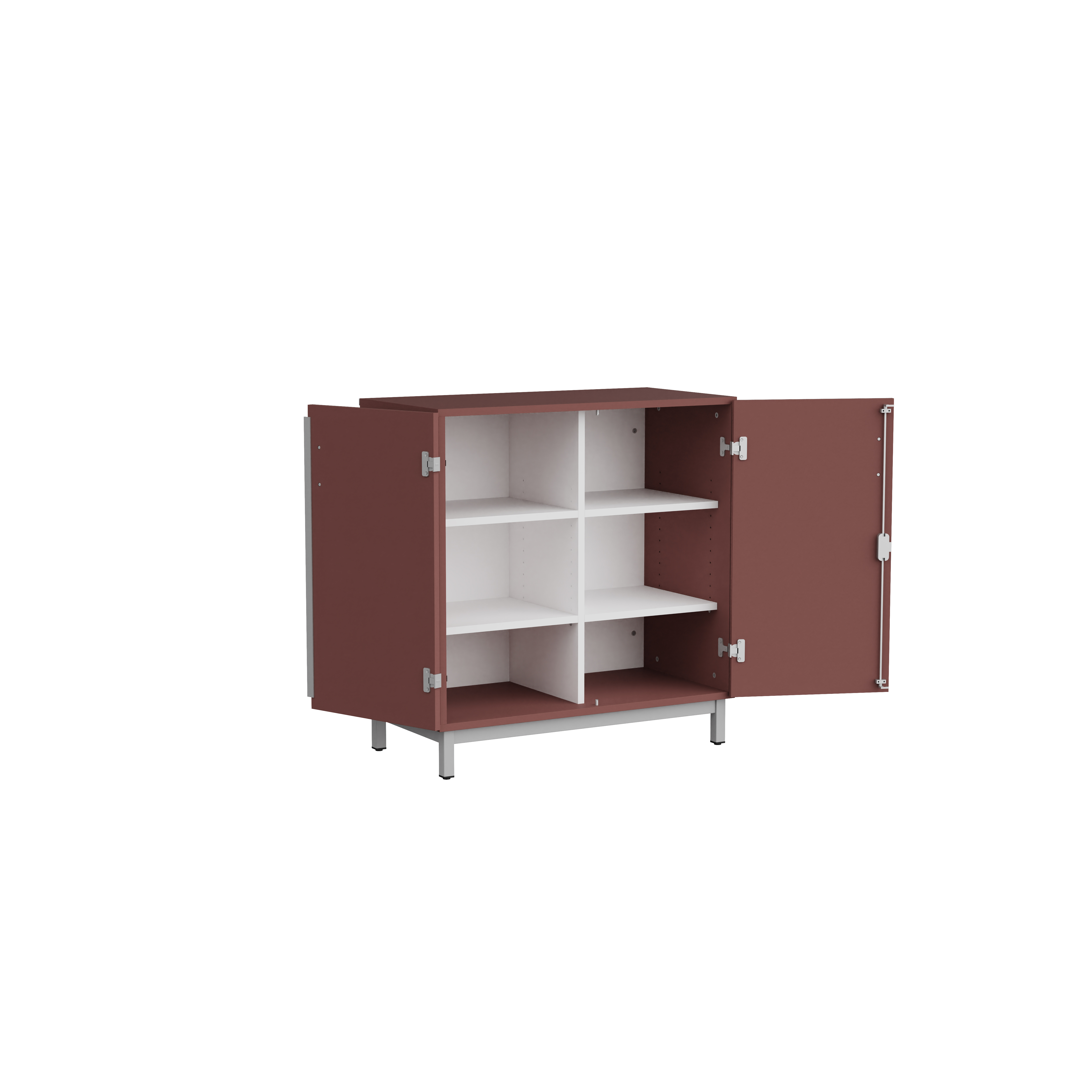 Meuble bas portes battantes Mandi - panneaux mélaminé - l. 90 x h. 94,5 x pr. 47 cm - piétement métal réglable -