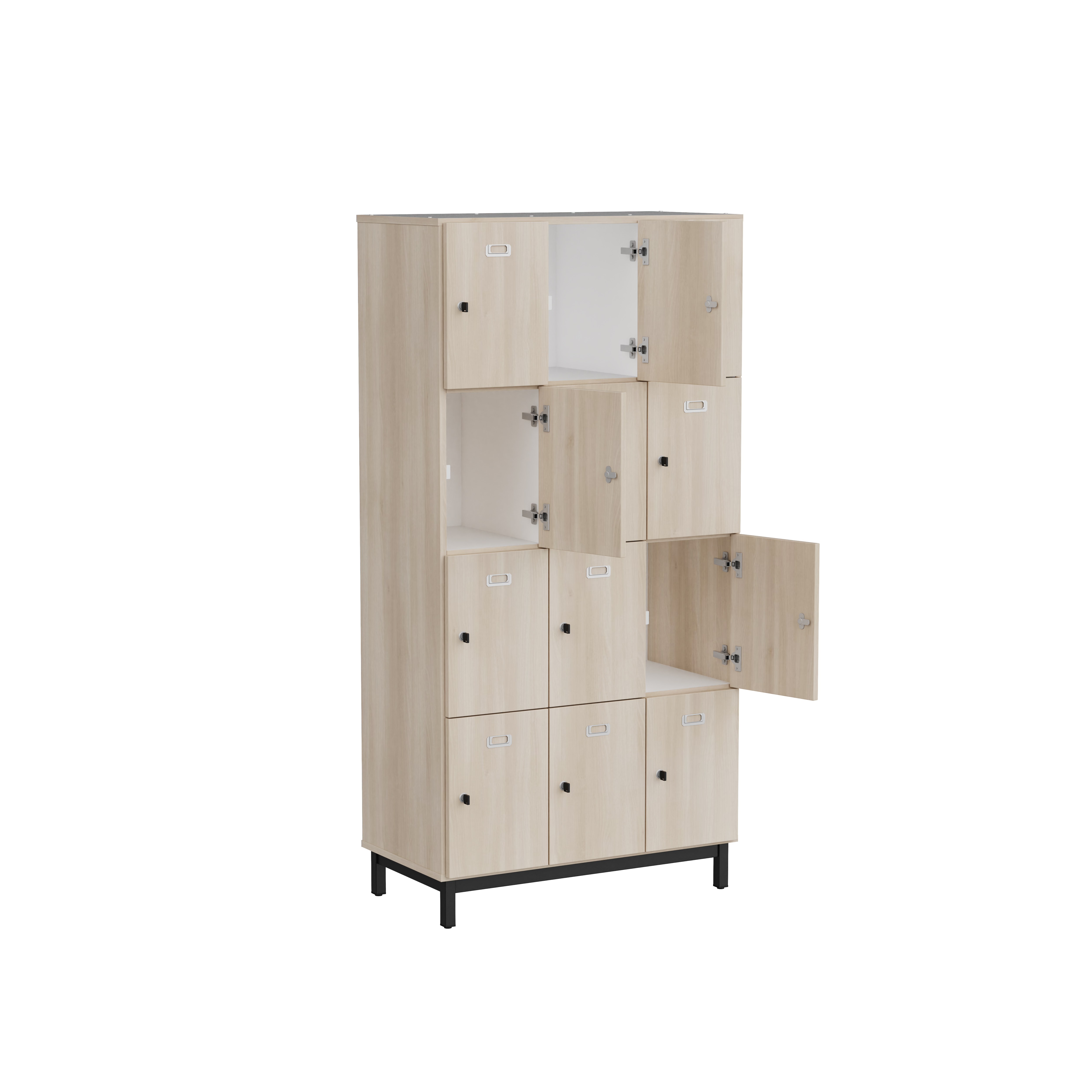 Meuble 12 cases pour profs Mandi - 12 cases fermeture clé - panneaux mélaminé - l. 90 x h. 180 x pr. 47 cm -