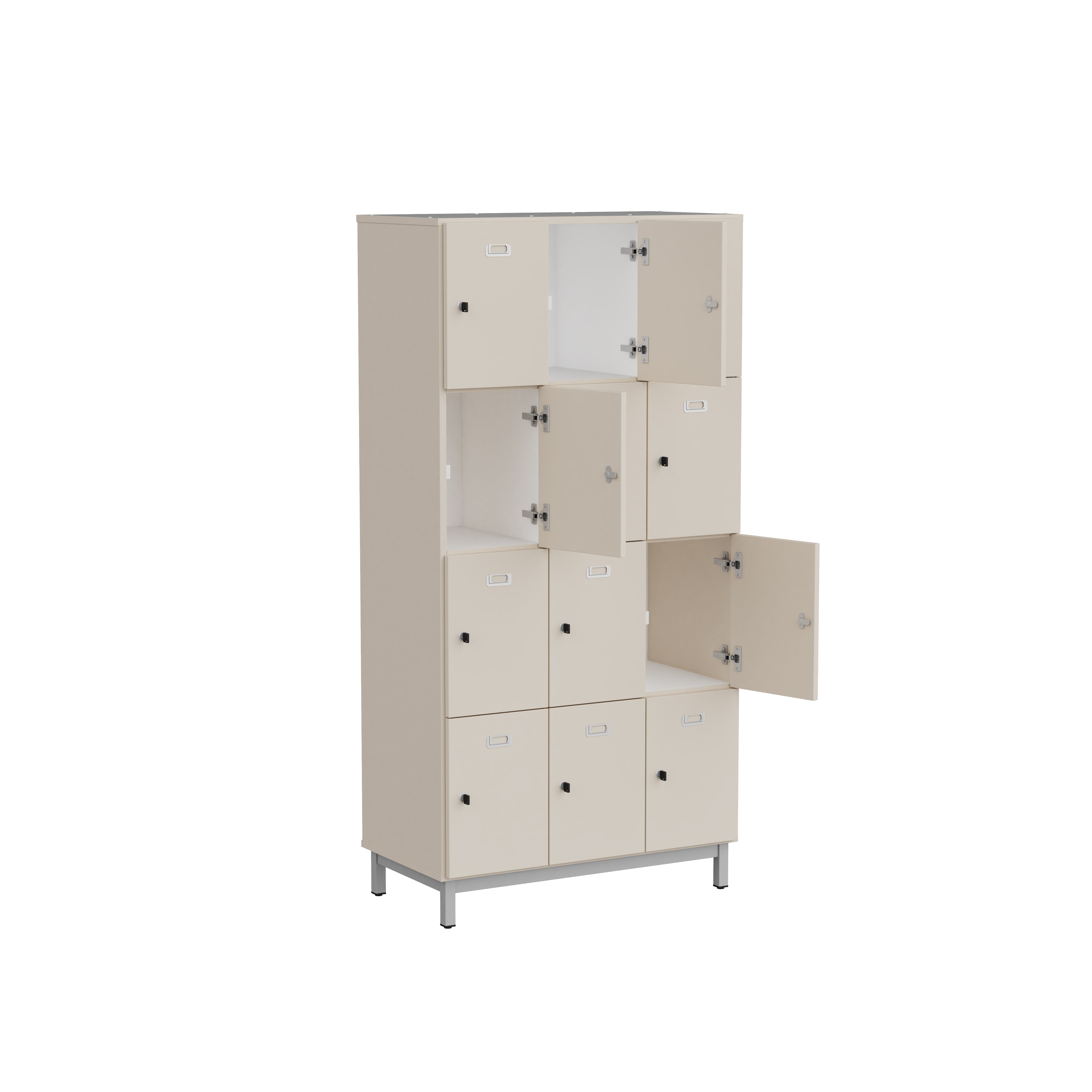 Meuble 12 cases pour profs Mandi - 12 cases fermeture clé - panneaux mélaminé - l. 90 x h. 180 x pr. 47 cm -