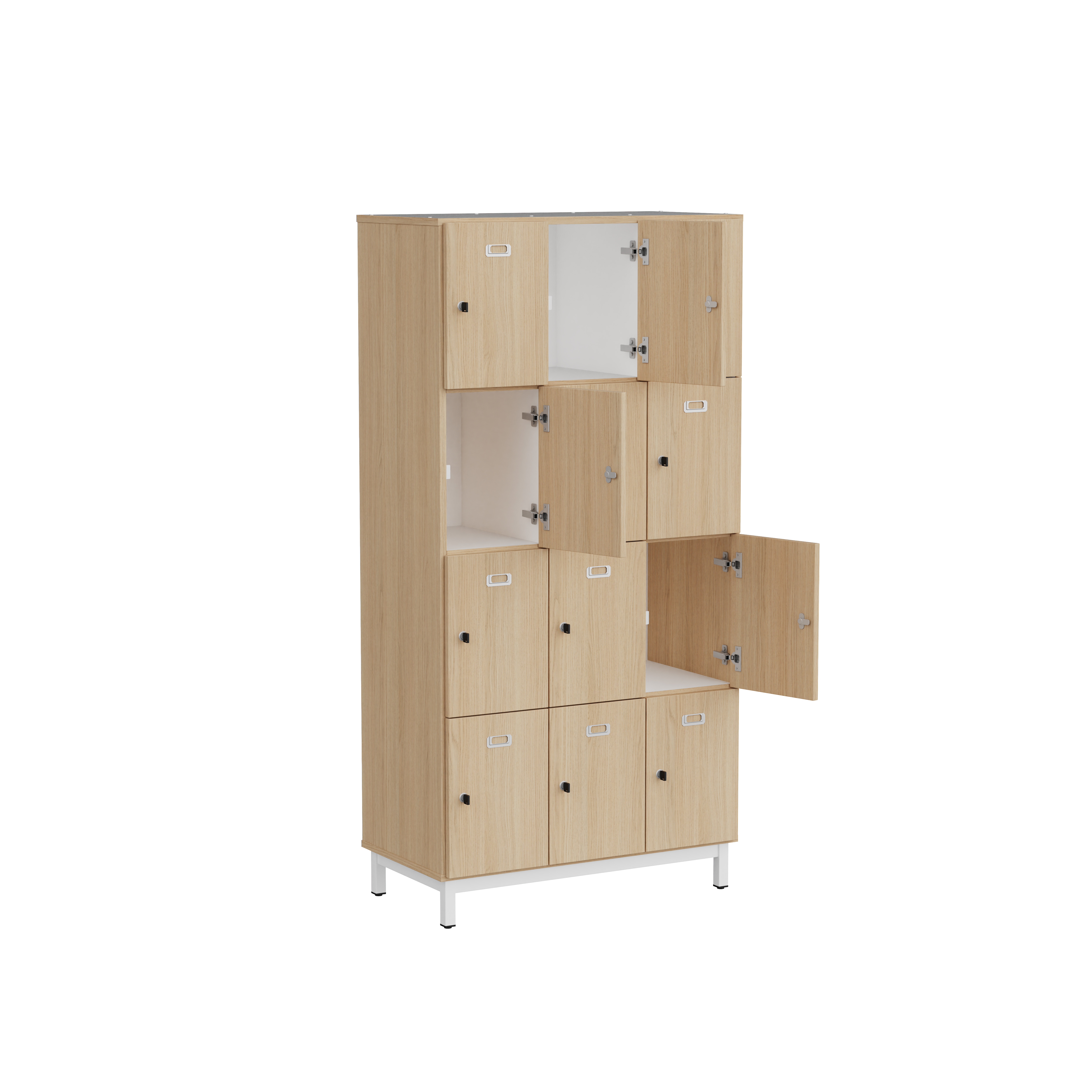 Meuble 12 cases pour profs Mandi - 12 cases fermeture clé - panneaux mélaminé - l. 90 x h. 180 x pr. 47 cm -