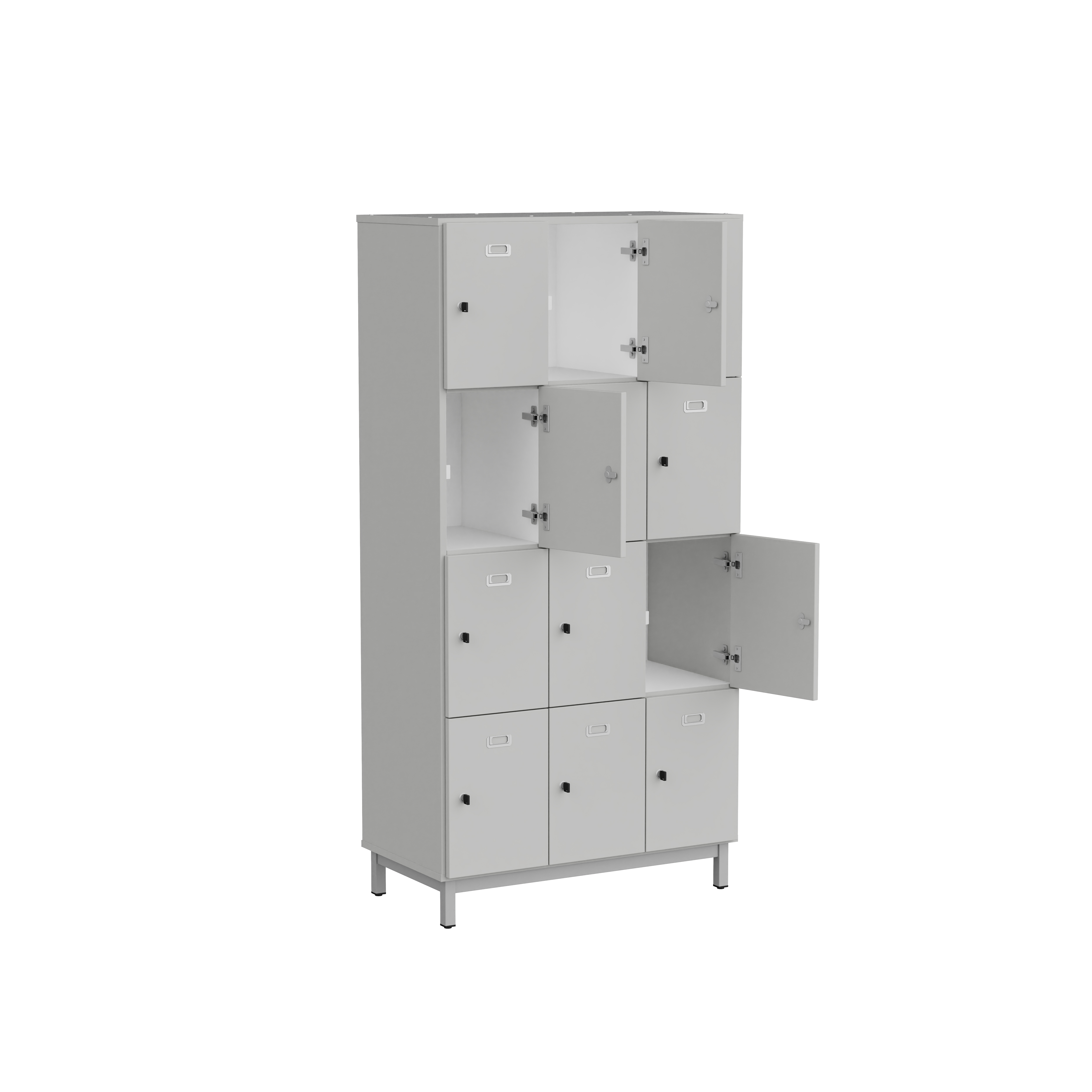 Meuble 12 cases pour profs Mandi - 12 cases fermeture clé - panneaux mélaminé - l. 90 x h. 180 x pr. 47 cm -