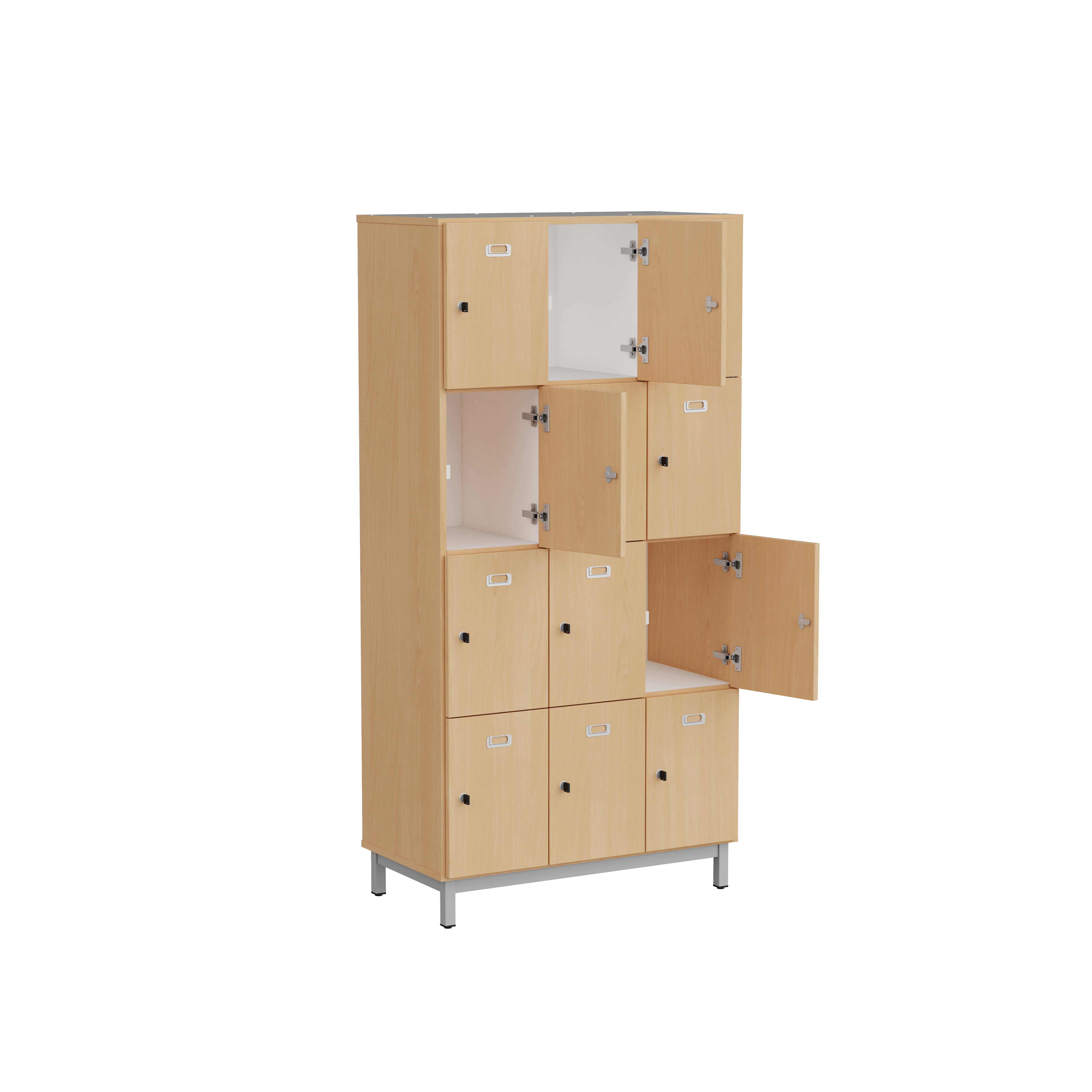 Meuble 12 cases pour profs Mandi - 12 cases fermeture clé - panneaux mélaminé - l. 90 x h. 180 x pr. 47 cm -