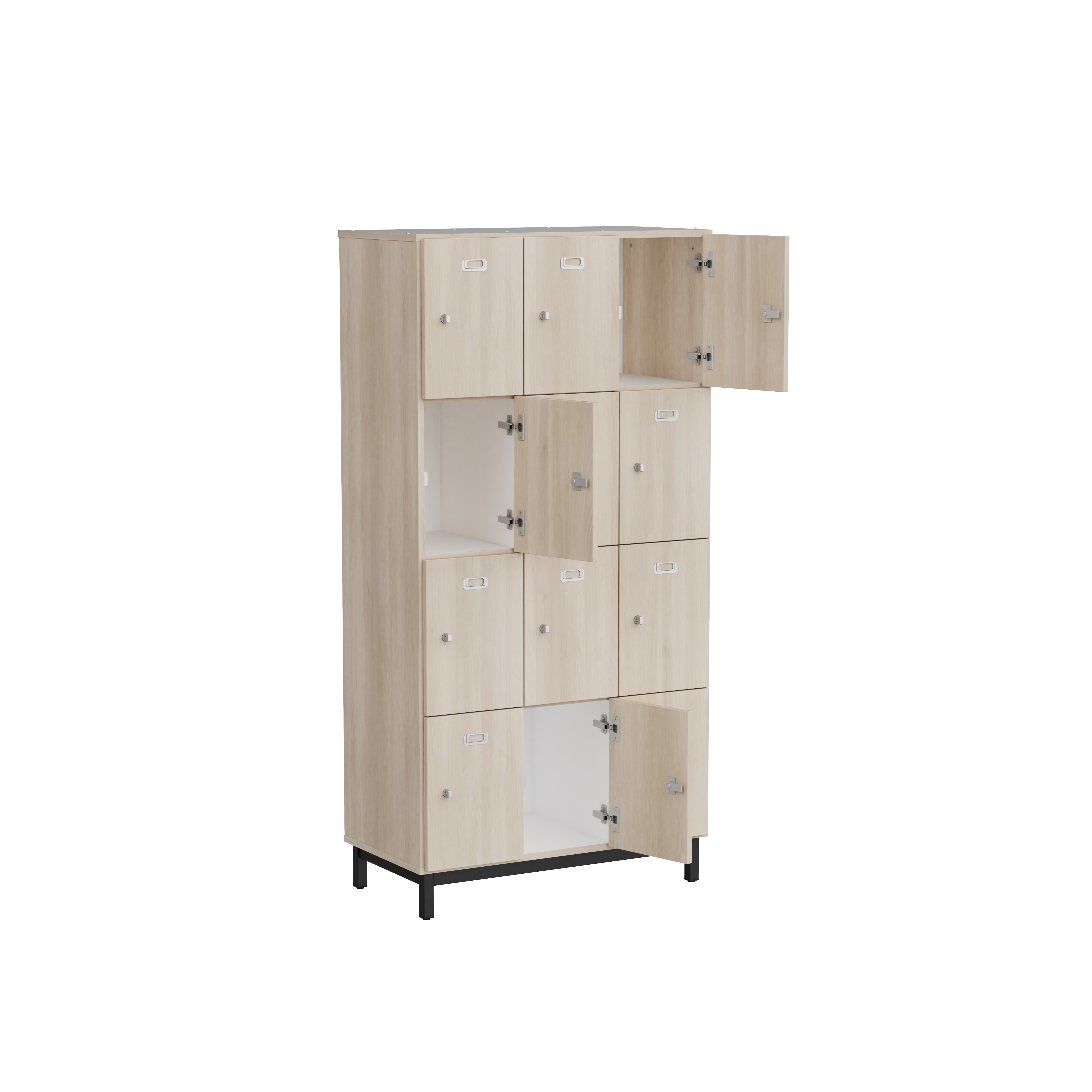 Meuble 12 cases pour profs Mandi - 12 cases cadenassables - panneaux mélaminé - l. 90 x h. 180 x pr. 47 cm -