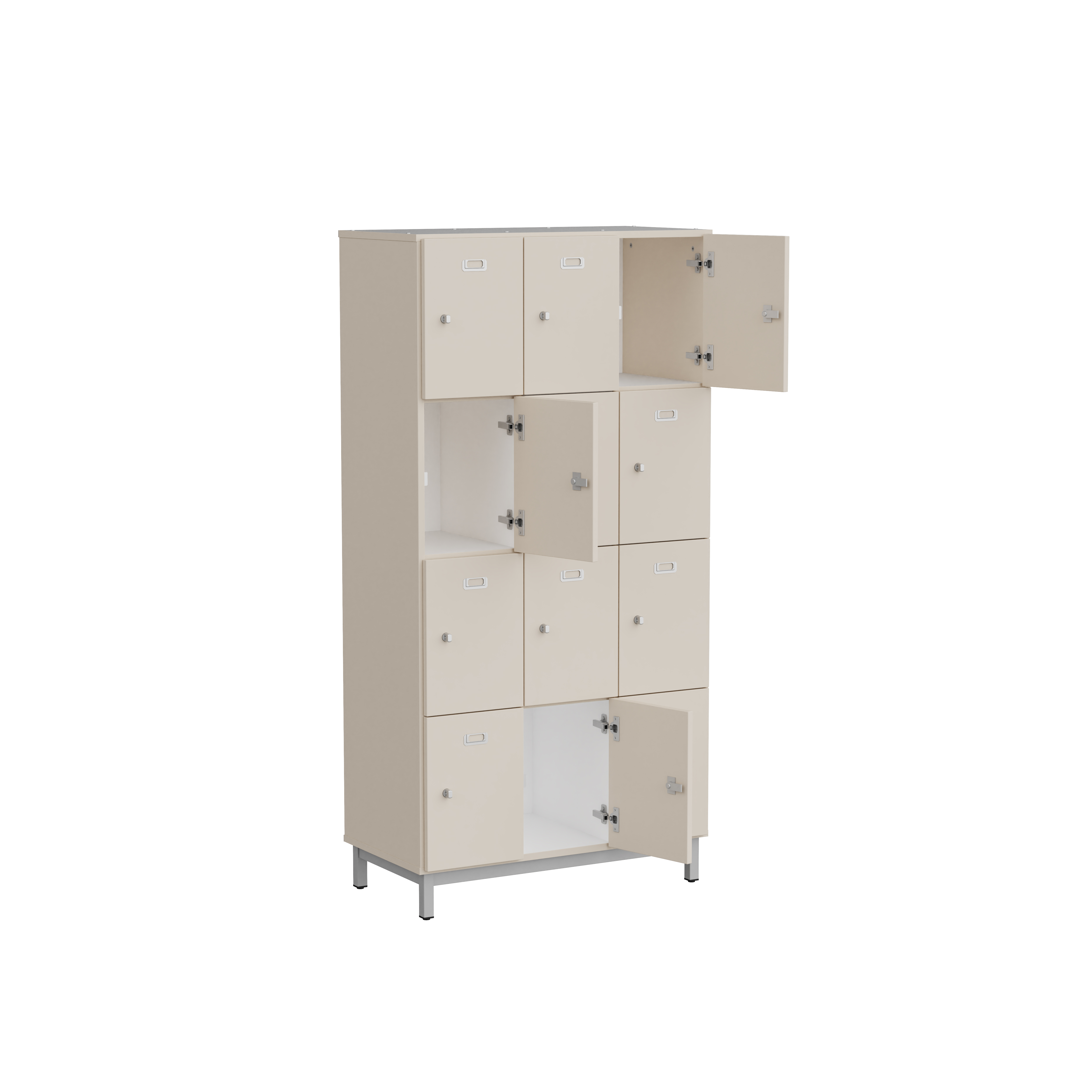 Meuble 12 cases pour profs Mandi - 12 cases cadenassables - panneaux mélaminé - l. 90 x h. 180 x pr. 47 cm -