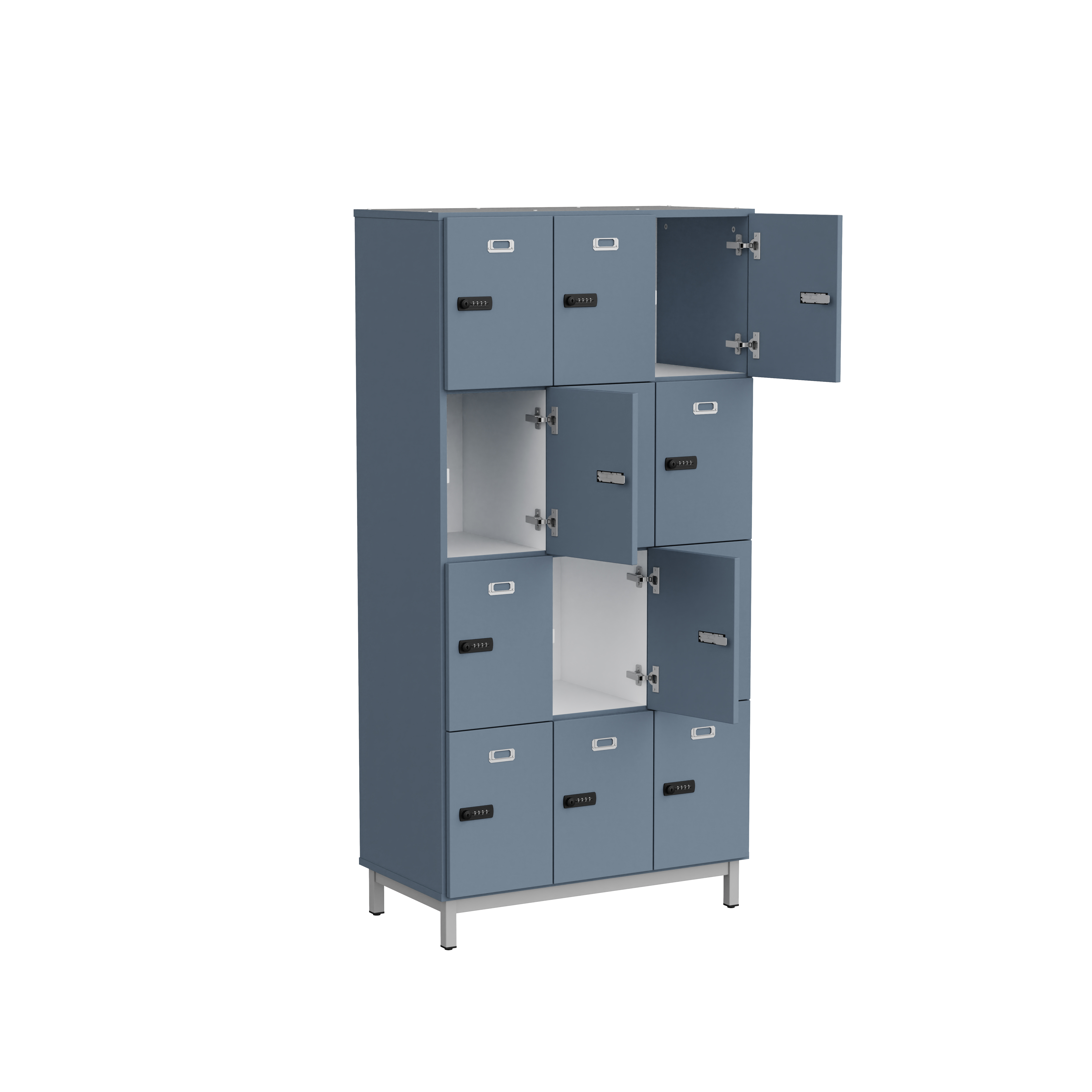 Meuble 12 cases pour profs Mandi - 12 cases serrure à code - panneaux mélaminé - l. 90 x h. 180 x pr. 47 cm -