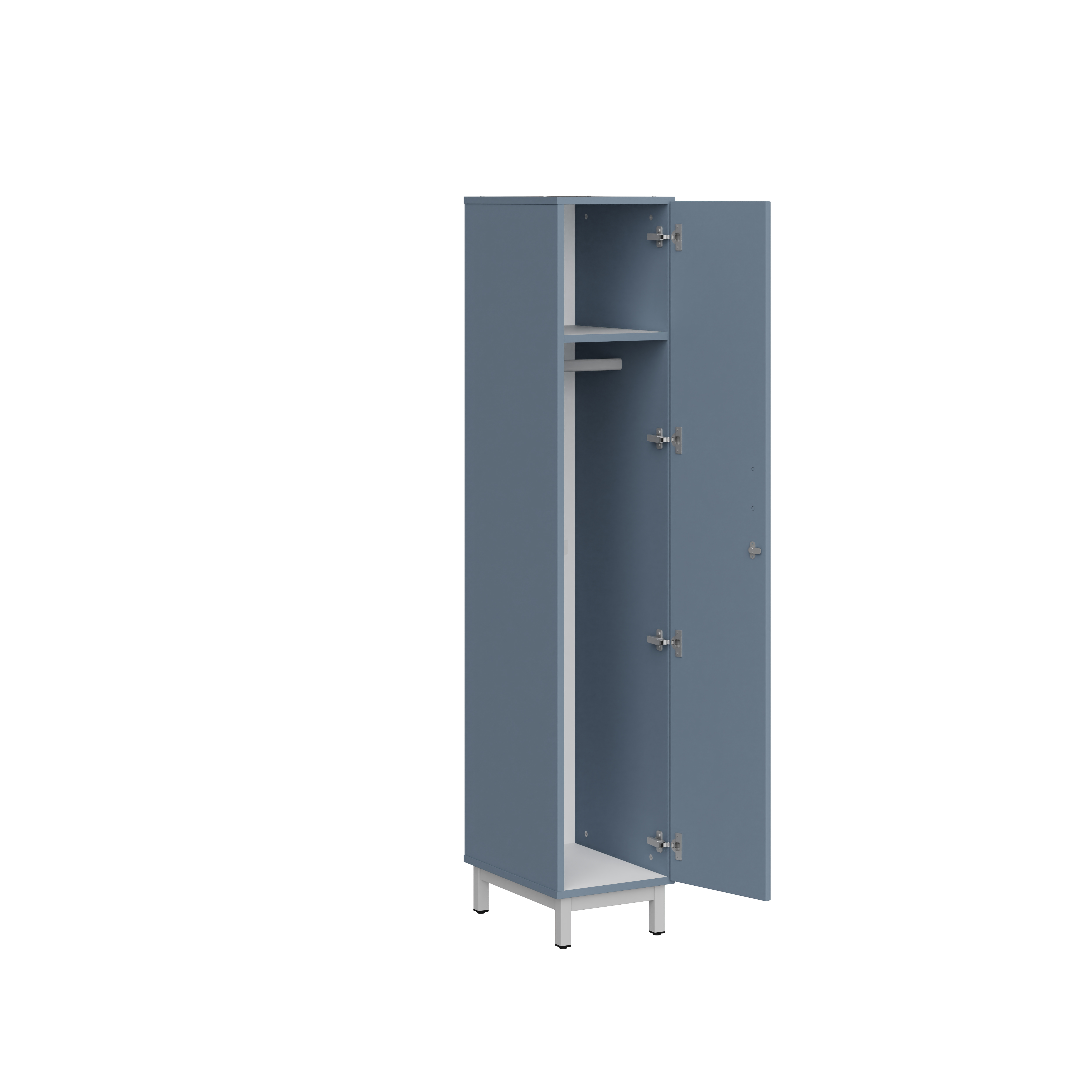 Vestiaire penderie 1 colonne Mandi - panneaux mélaminé - l. 34,2 x h. 185 x pr. 50 cm - piétement métal réglable -